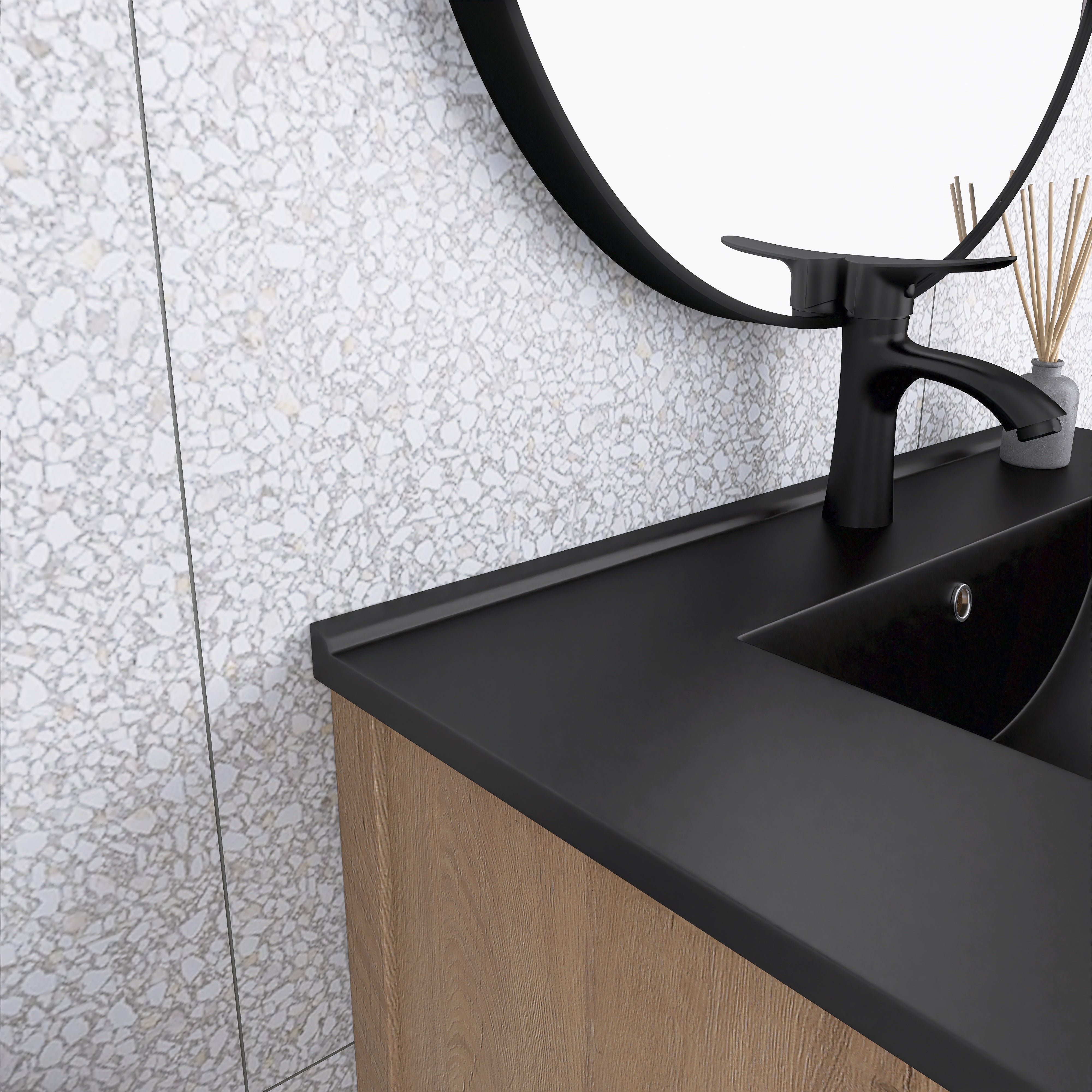 30 Inch Freestanding Bathroom Vanity Plywood With 2 Drawers with Ceramic Sink