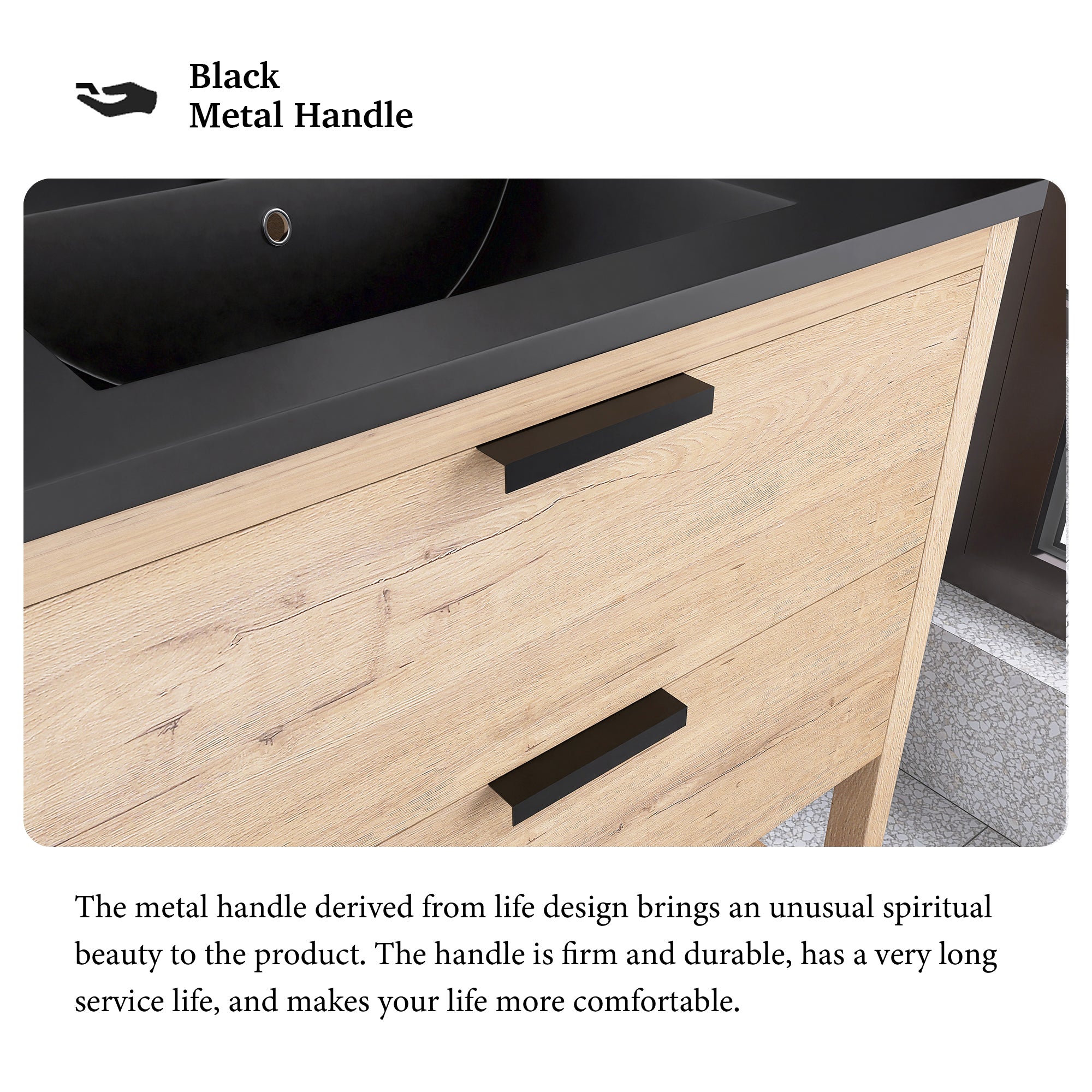 30 Inch Freestanding Bathroom Vanity Plywood With 2 Drawers with Ceramic Sink