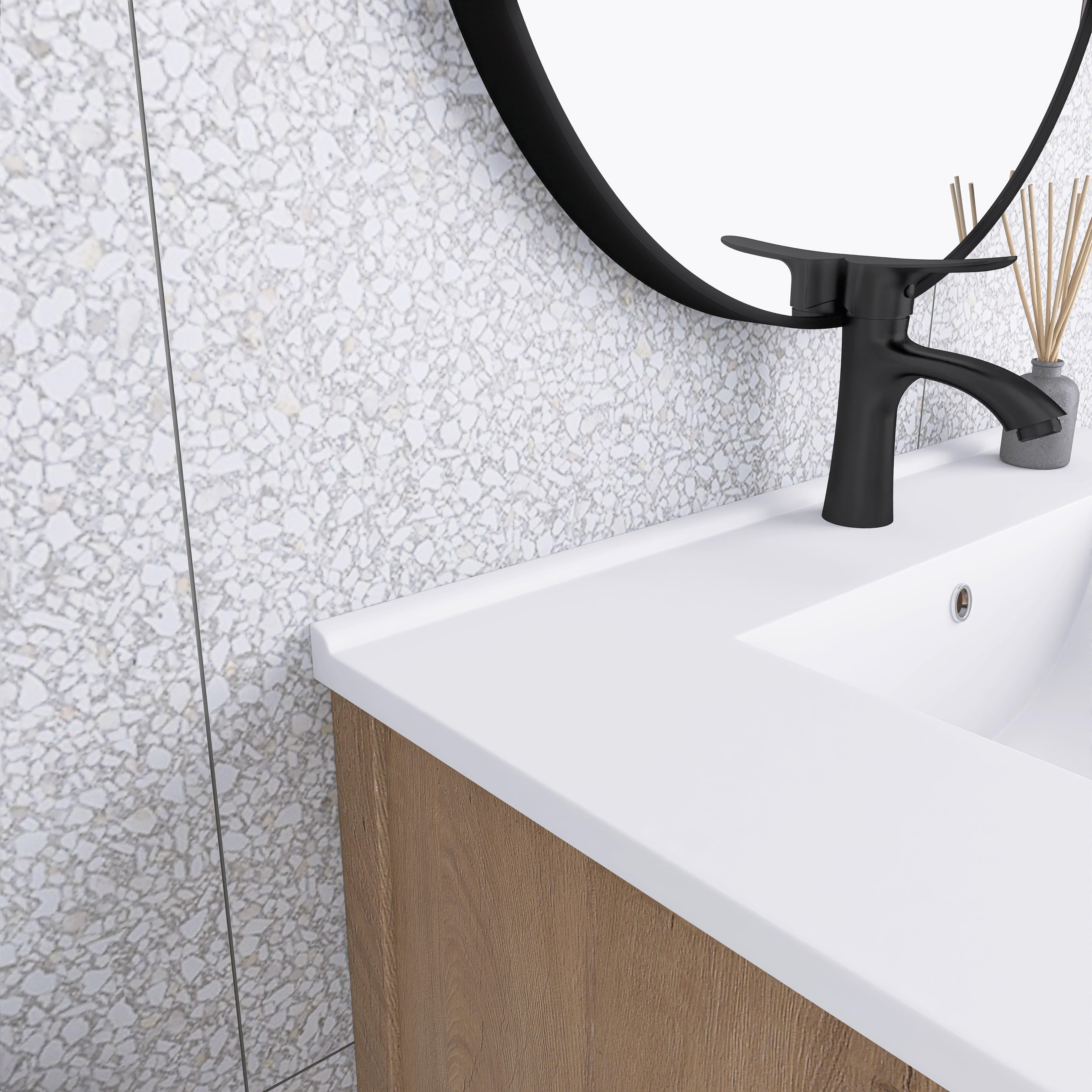 30 Inch Freestanding Bathroom Vanity Plywood With 2 Drawers with Ceramic Sink