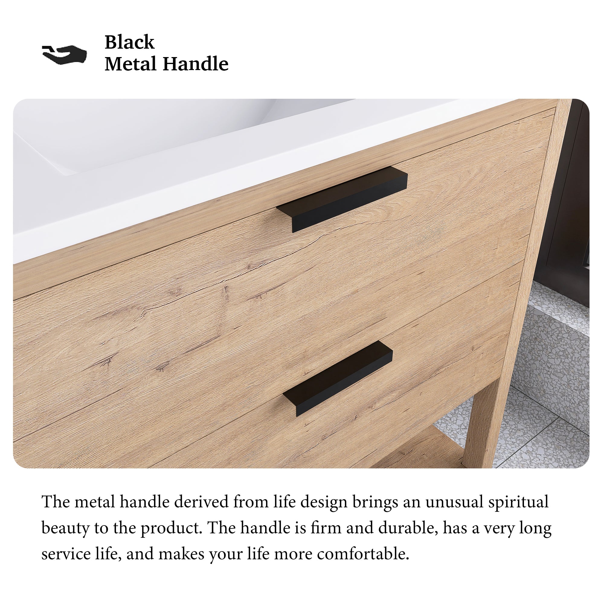 30 Inch Freestanding Bathroom Vanity Plywood With 2 Drawers with Ceramic Sink