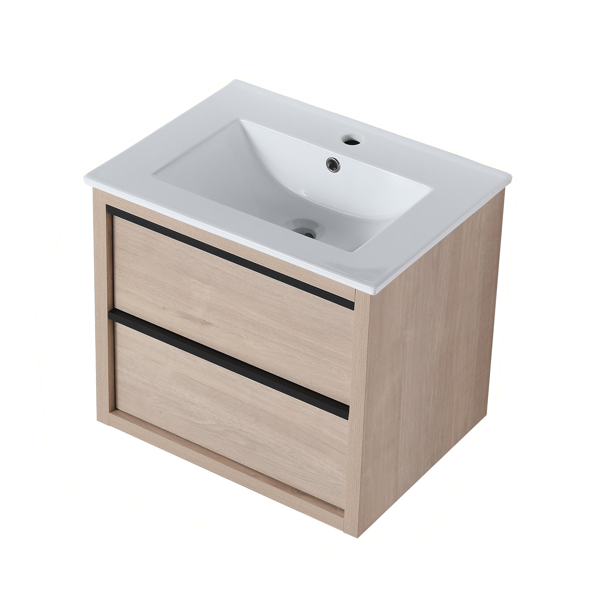24" Floating Bathroom Vanity with 2 Soft Close drawers with Ceramic Basin