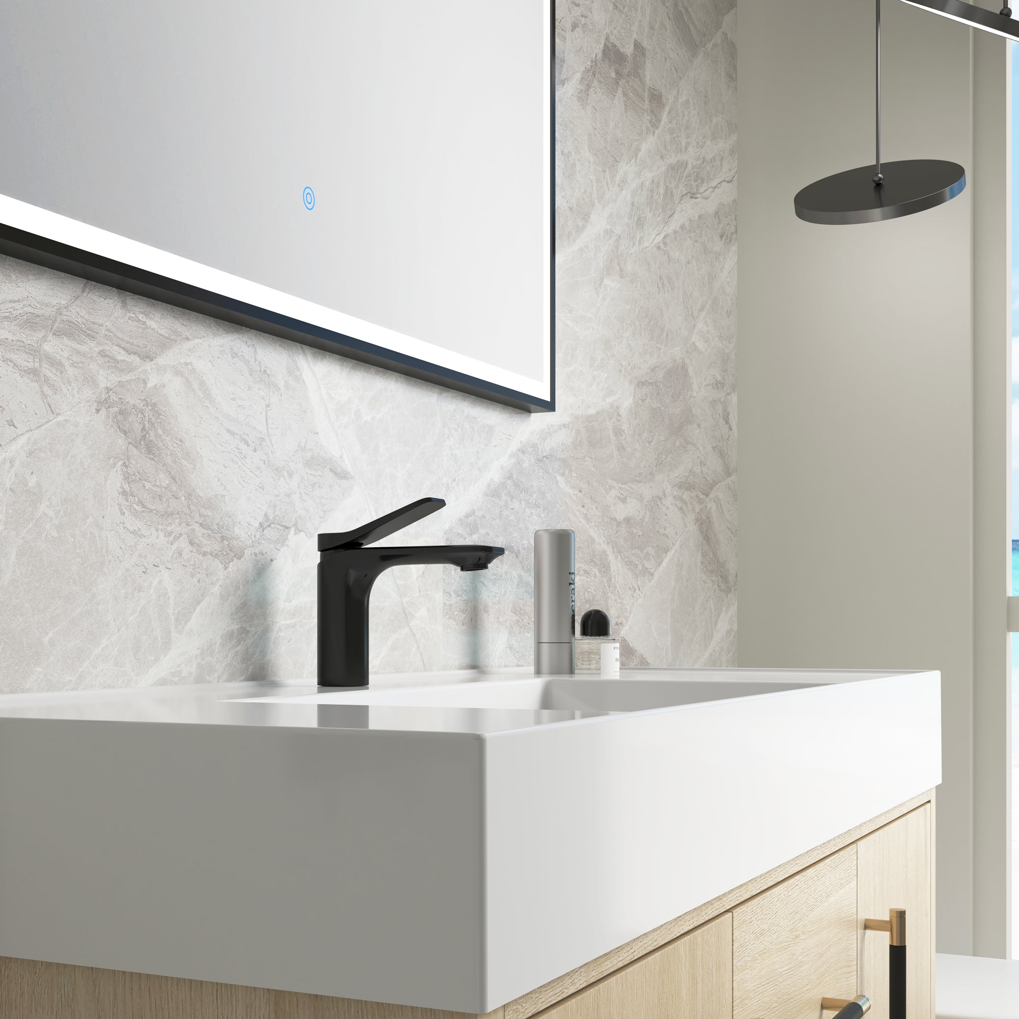 48 Inch Bathroom Vanity Freestanding Design With Cultured Marble Sink with 2 Drawers and Doors