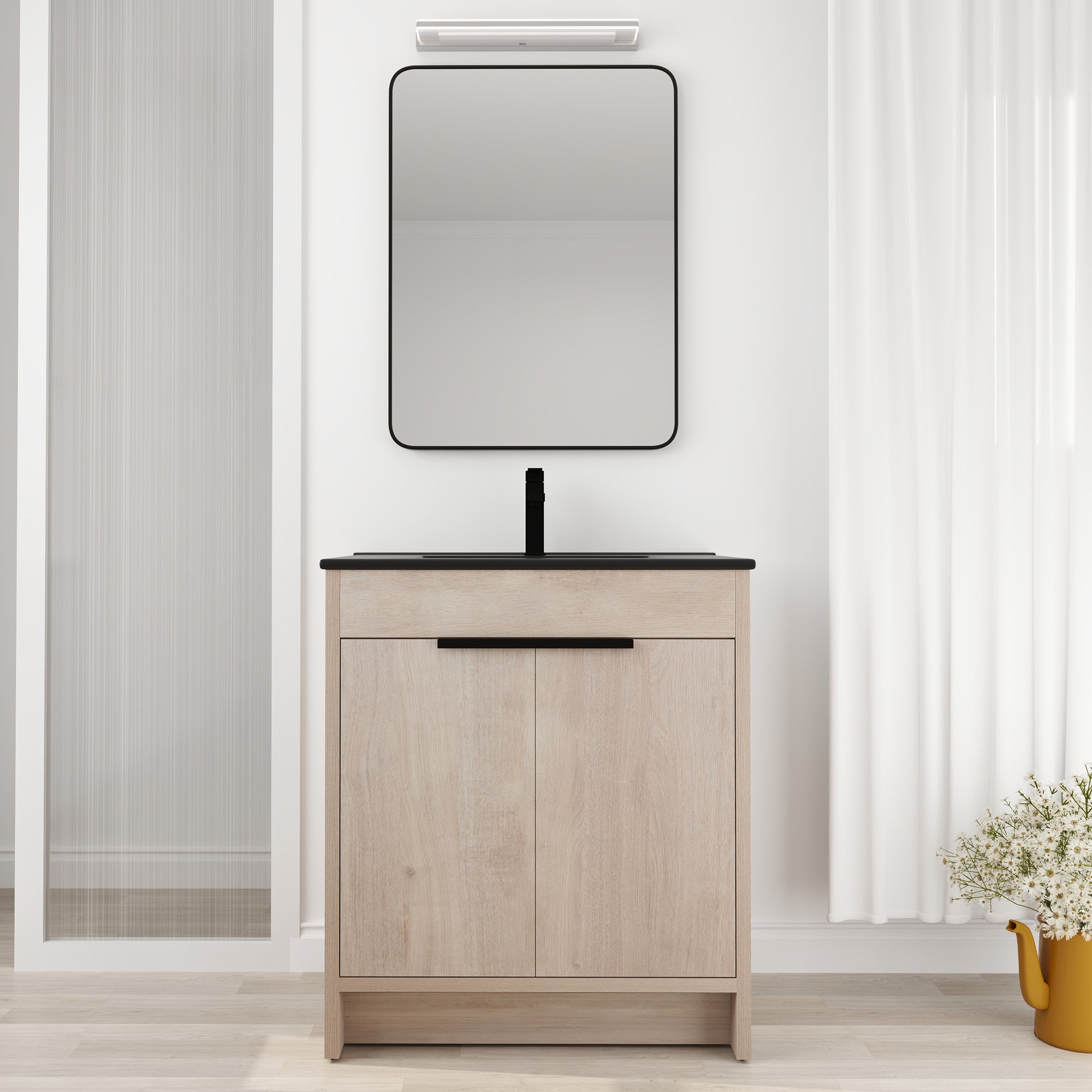 30 Inch Freestanding Bathroom Vanity with  Ceramic Sink and 2 Soft-Close Cabinet Doors