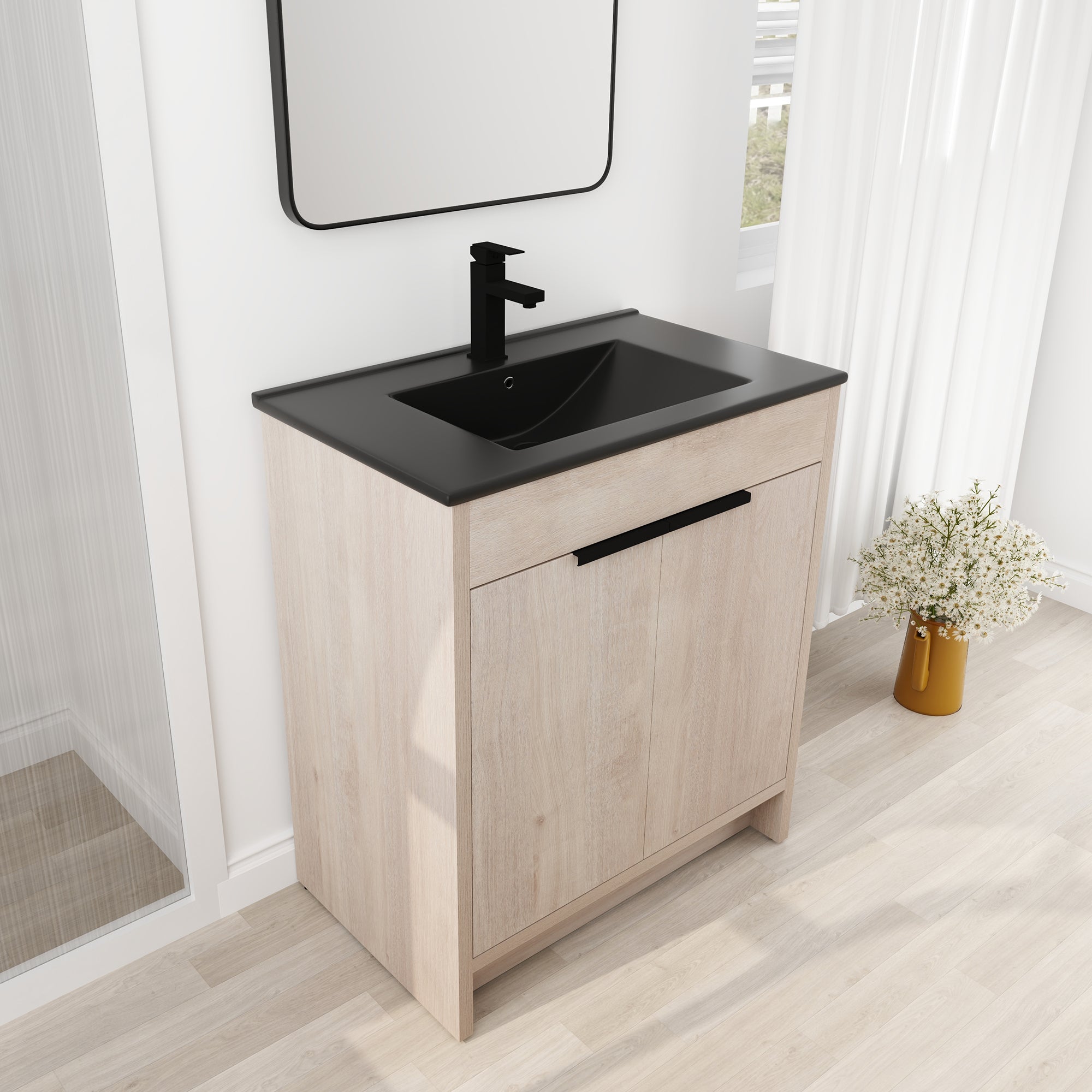 30 Inch Freestanding Bathroom Vanity with  Ceramic Sink and 2 Soft-Close Cabinet Doors