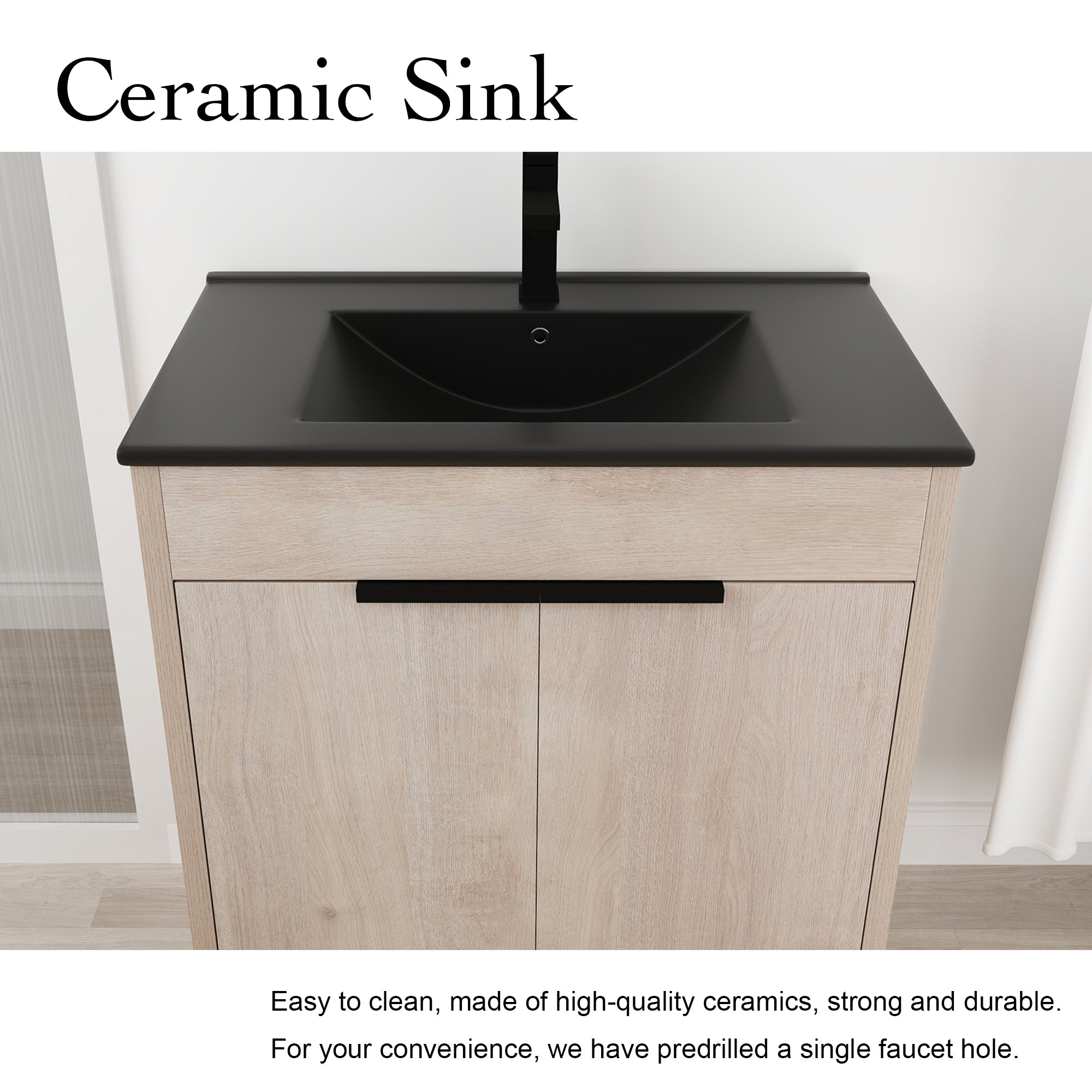 30 Inch Freestanding Bathroom Vanity with  Ceramic Sink and 2 Soft-Close Cabinet Doors