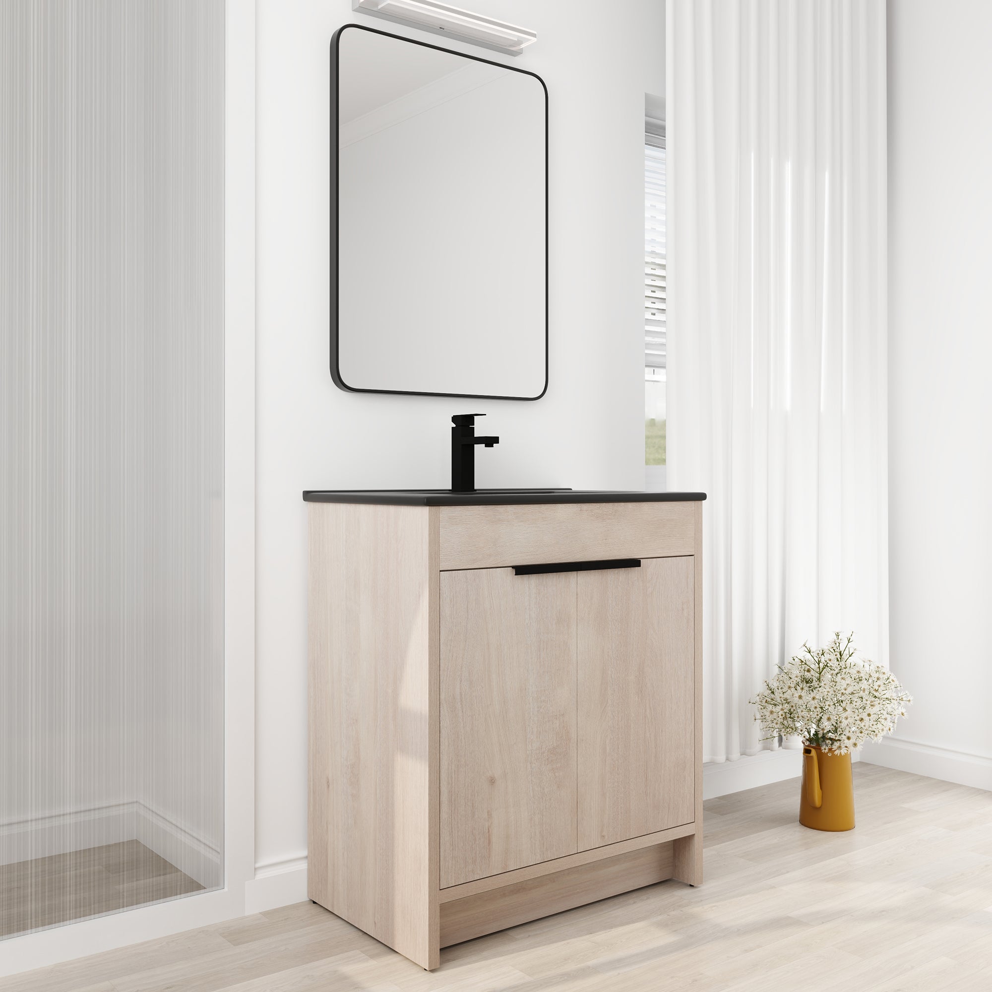 30 Inch Freestanding Bathroom Vanity with  Ceramic Sink and 2 Soft-Close Cabinet Doors