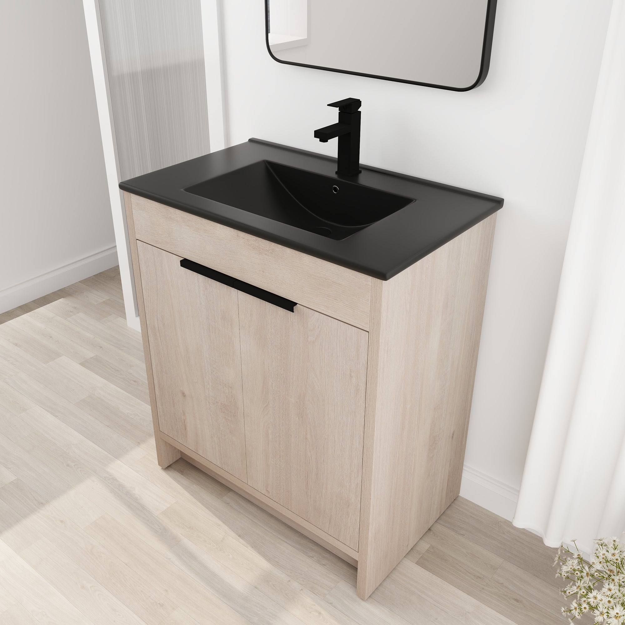30 Inch Freestanding Bathroom Vanity with  Ceramic Sink and 2 Soft-Close Cabinet Doors