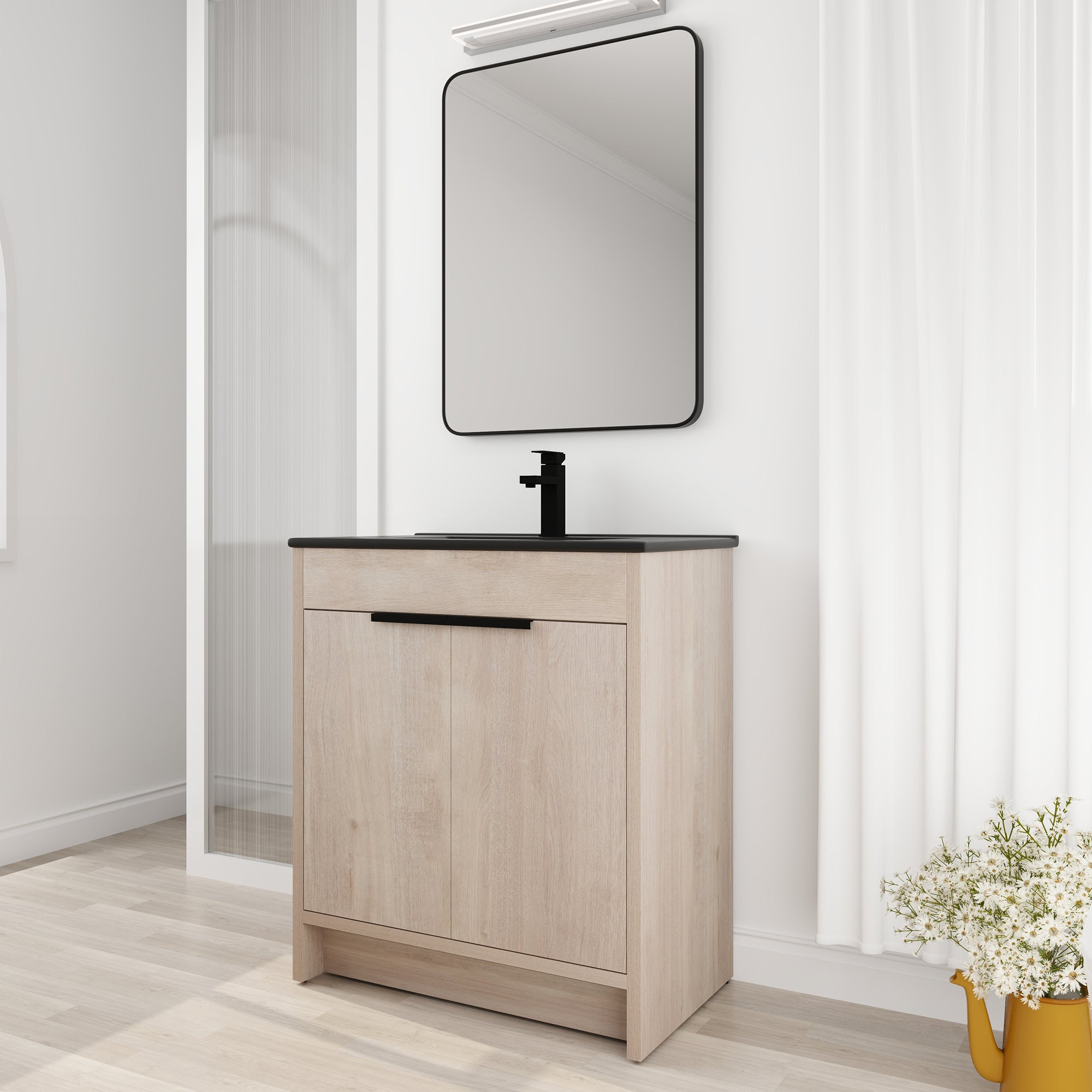 30 Inch Freestanding Bathroom Vanity with  Ceramic Sink and 2 Soft-Close Cabinet Doors