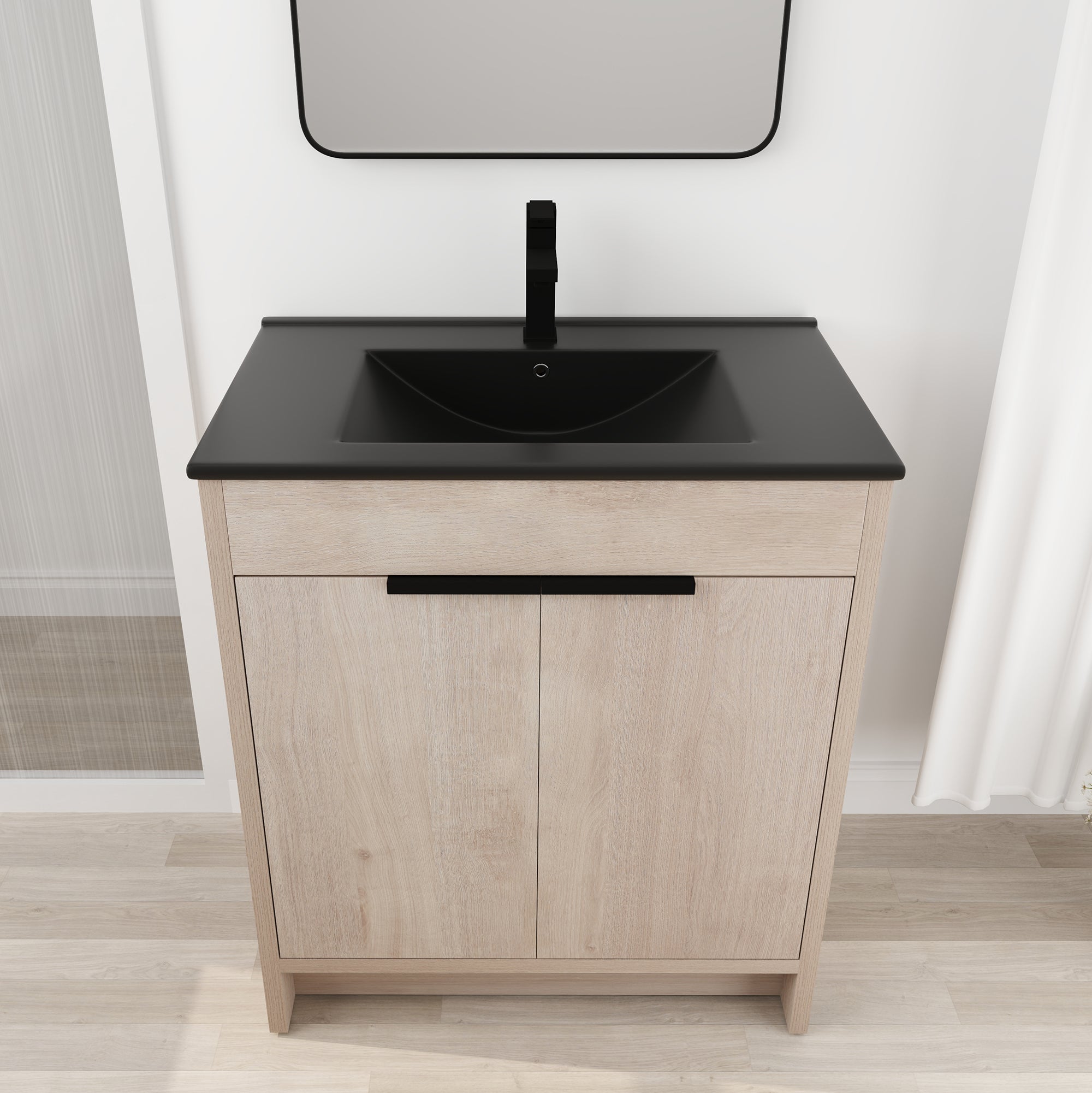 30 Inch Freestanding Bathroom Vanity with  Ceramic Sink and 2 Soft-Close Cabinet Doors