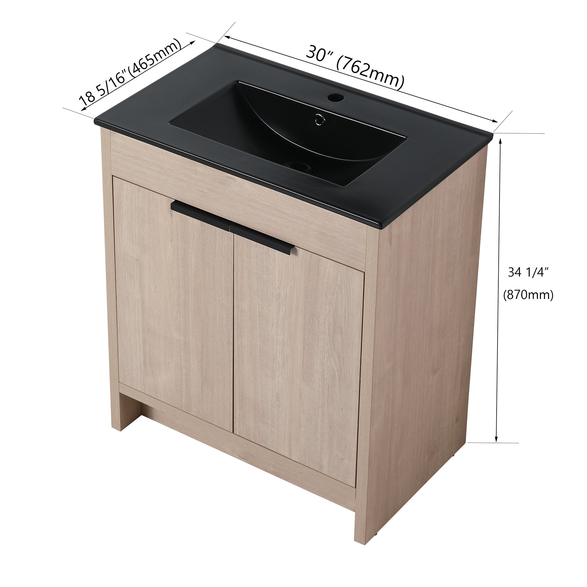 30 Inch Freestanding Bathroom Vanity with  Ceramic Sink and 2 Soft-Close Cabinet Doors