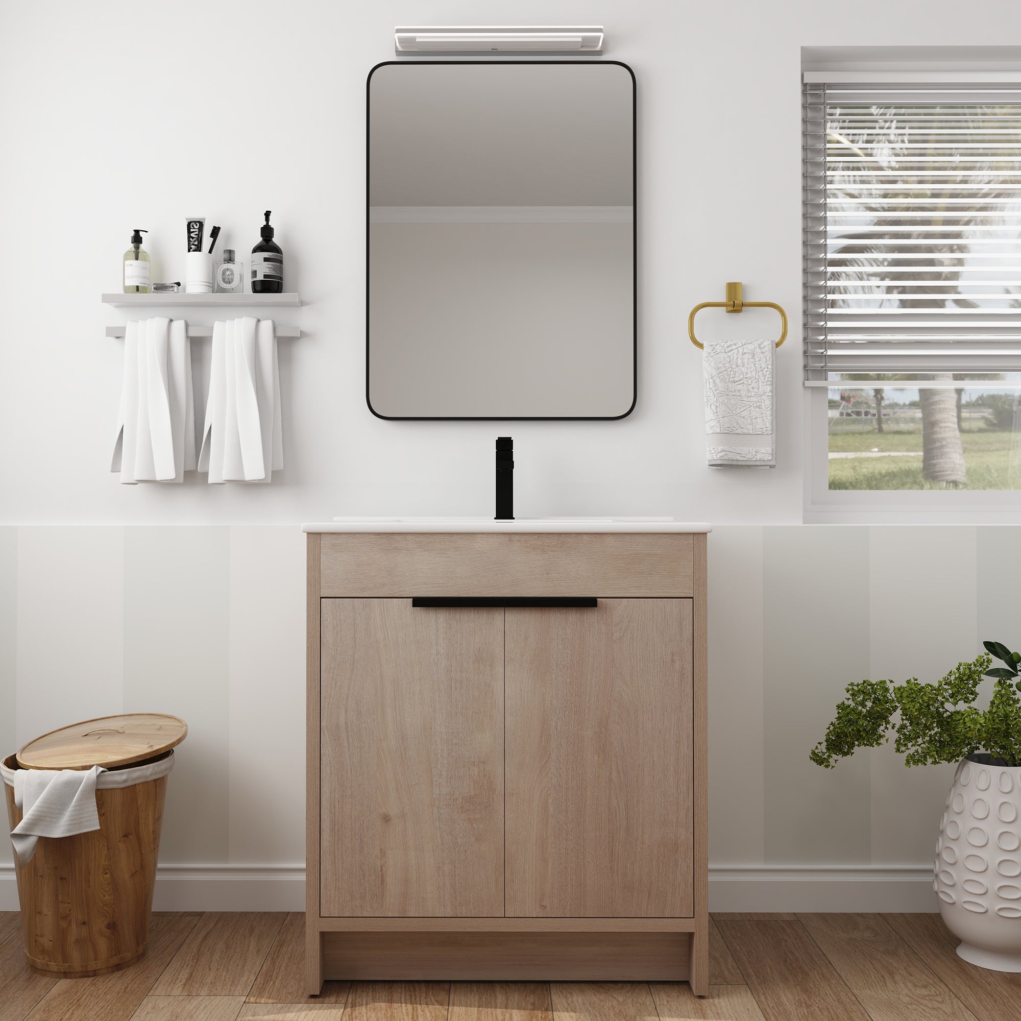 30 Inch Freestanding Bathroom Vanity with  Ceramic Sink and 2 Soft-Close Cabinet Doors