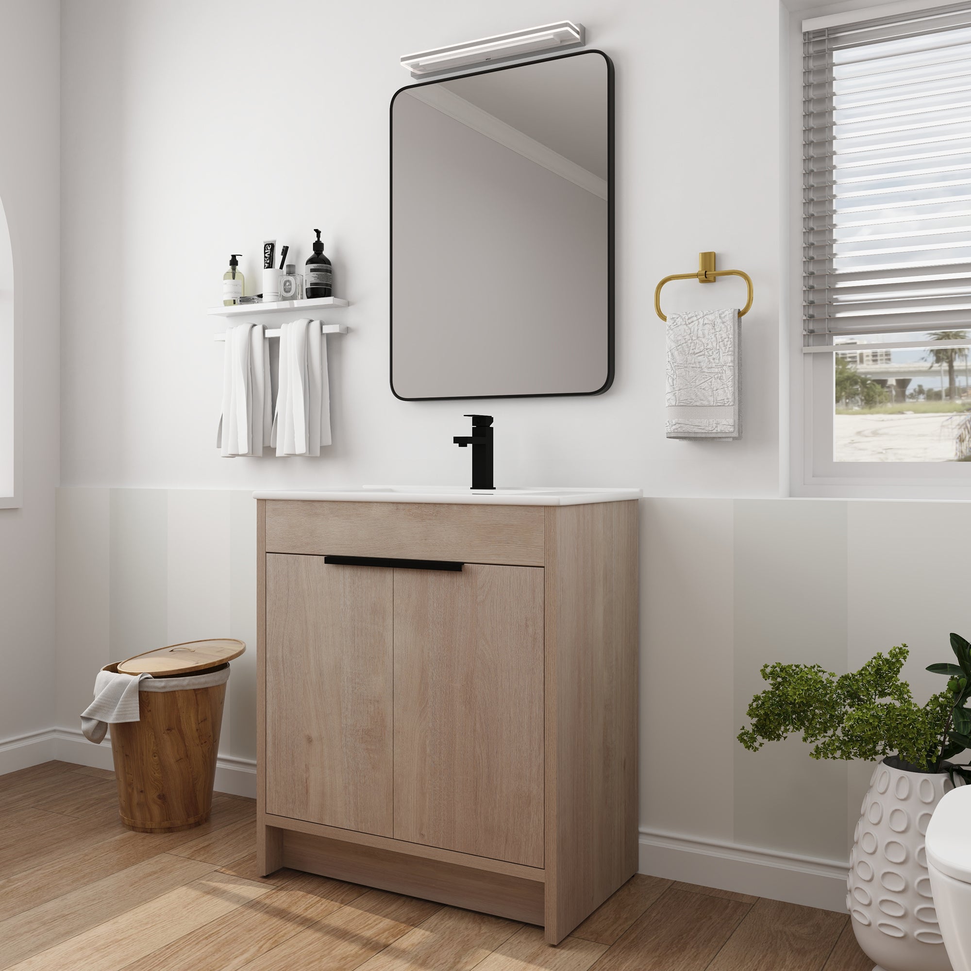 30 Inch Freestanding Bathroom Vanity with  Ceramic Sink and 2 Soft-Close Cabinet Doors