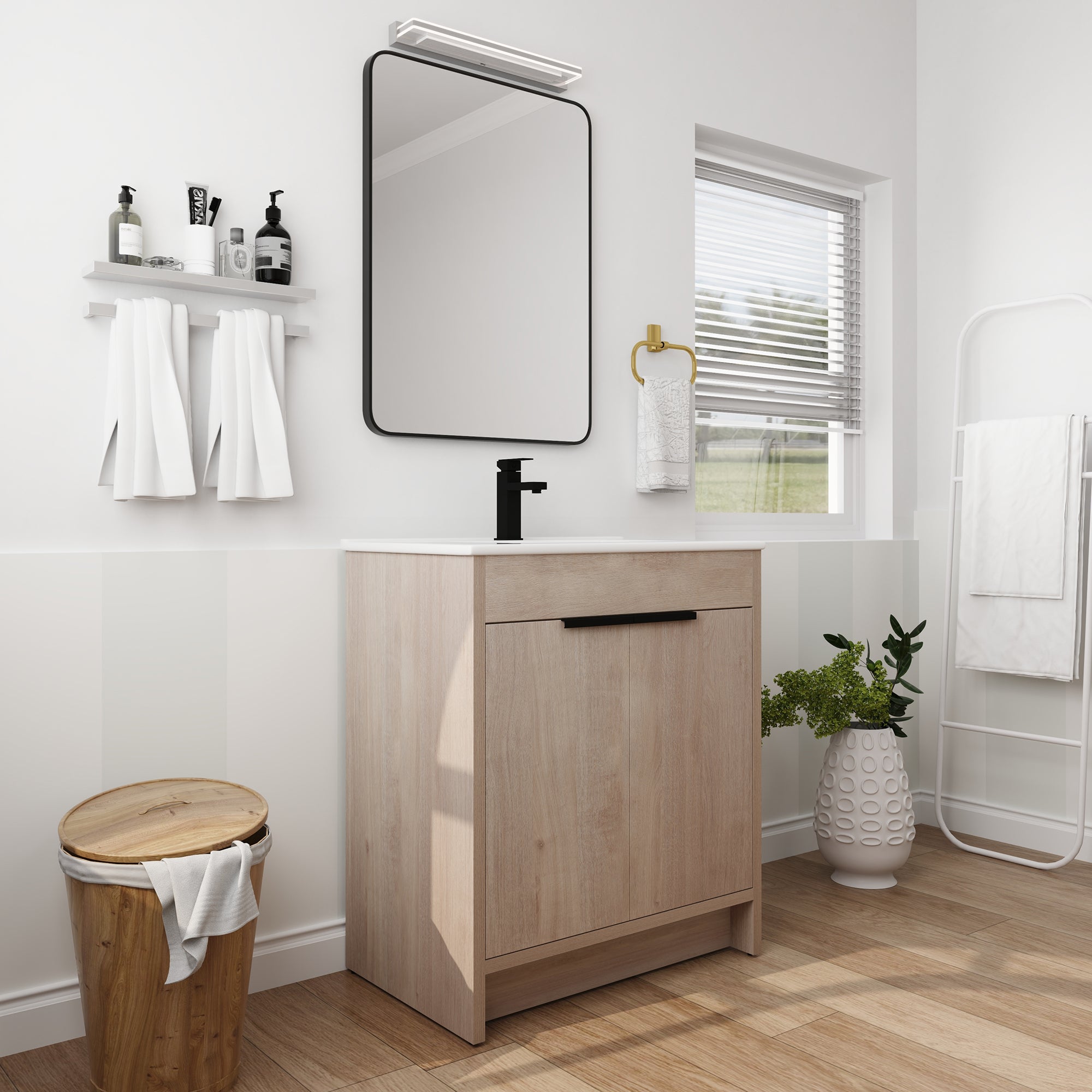 30 Inch Freestanding Bathroom Vanity with  Ceramic Sink and 2 Soft-Close Cabinet Doors