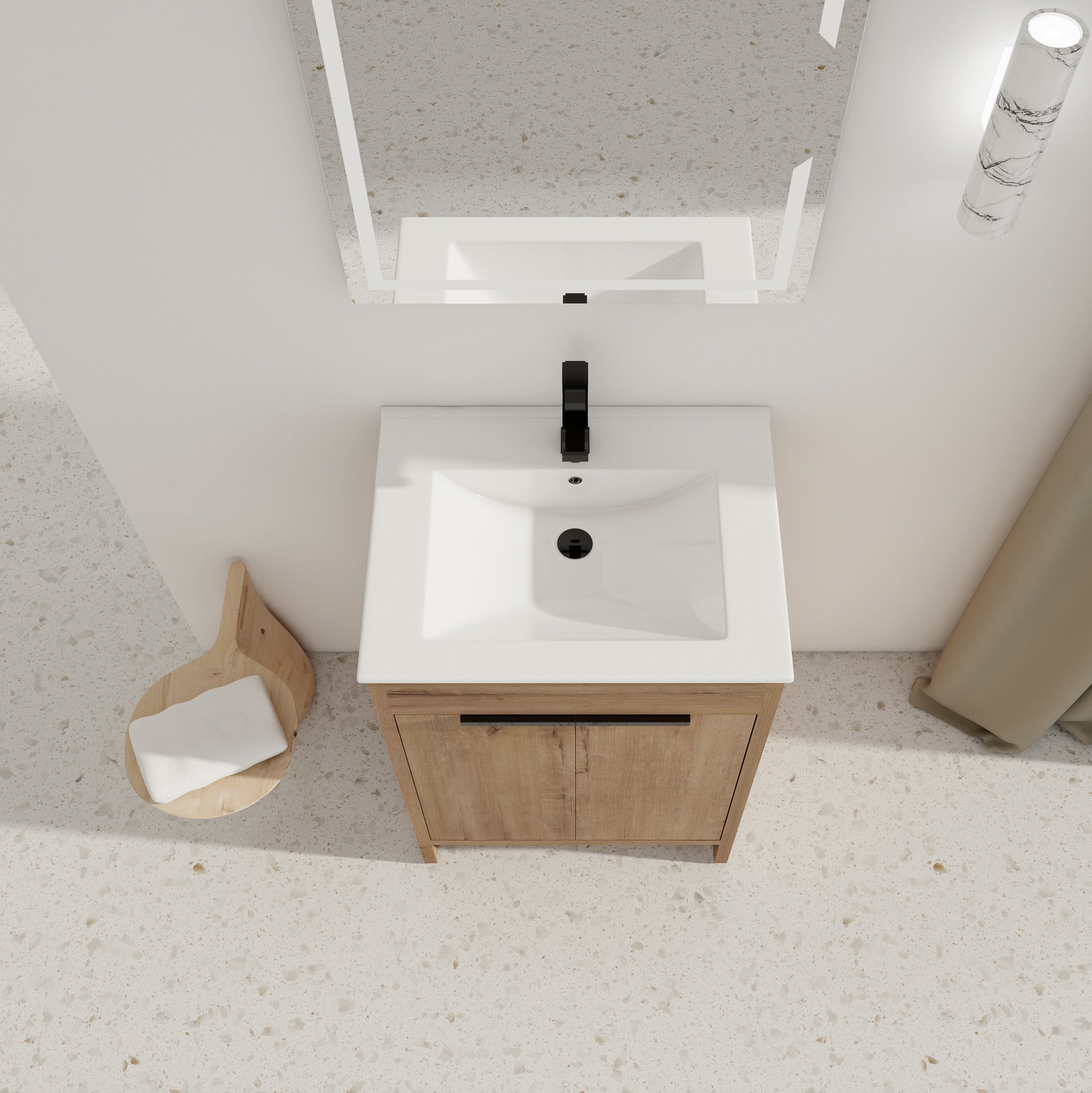 24 Inch Freestanding Bathroom Vanity with Ceramic Sink and 2 Soft-Close Cabinet Doors