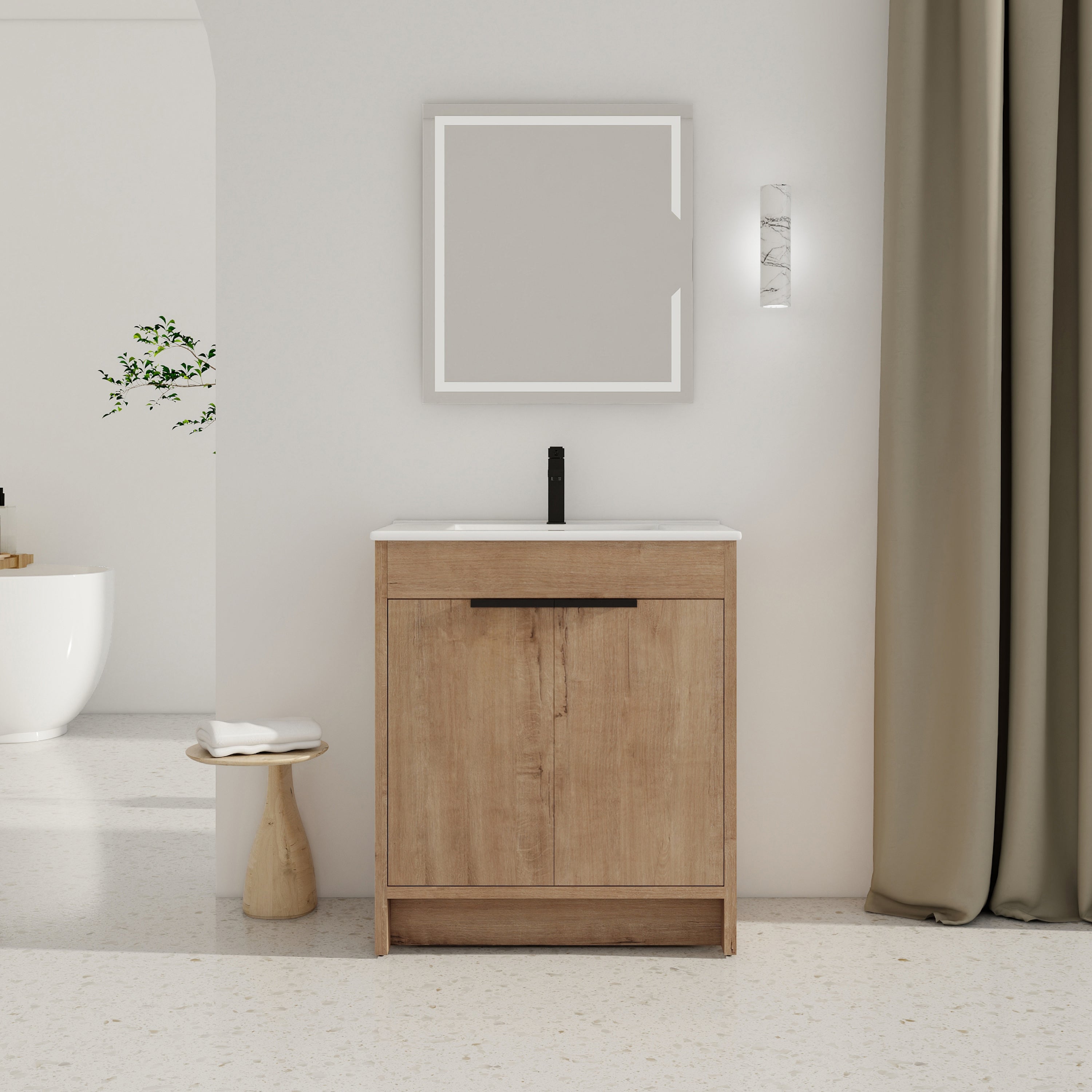 30 Inch Freestanding Bathroom Vanity with  Ceramic Sink and 2 Soft-Close Cabinet Doors