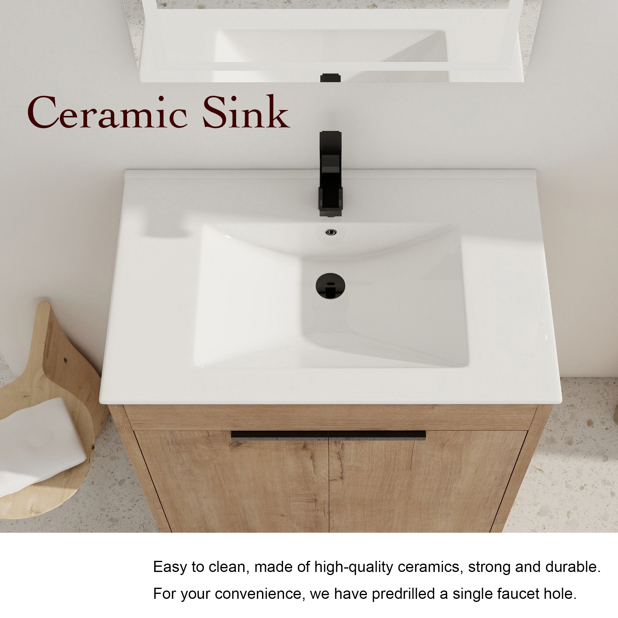 30 Inch Freestanding Bathroom Vanity with  Ceramic Sink and 2 Soft-Close Cabinet Doors
