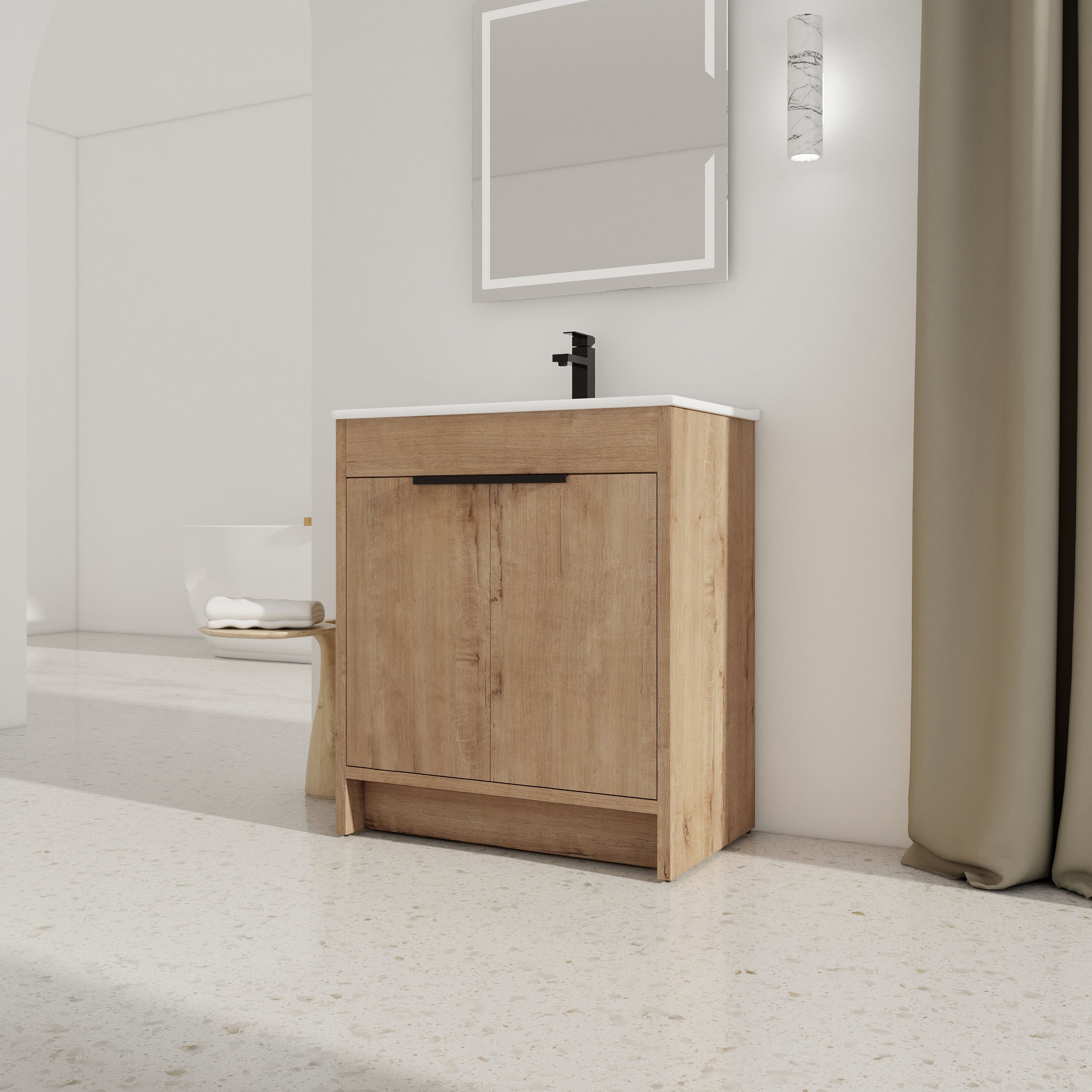 30 Inch Freestanding Bathroom Vanity with  Ceramic Sink and 2 Soft-Close Cabinet Doors