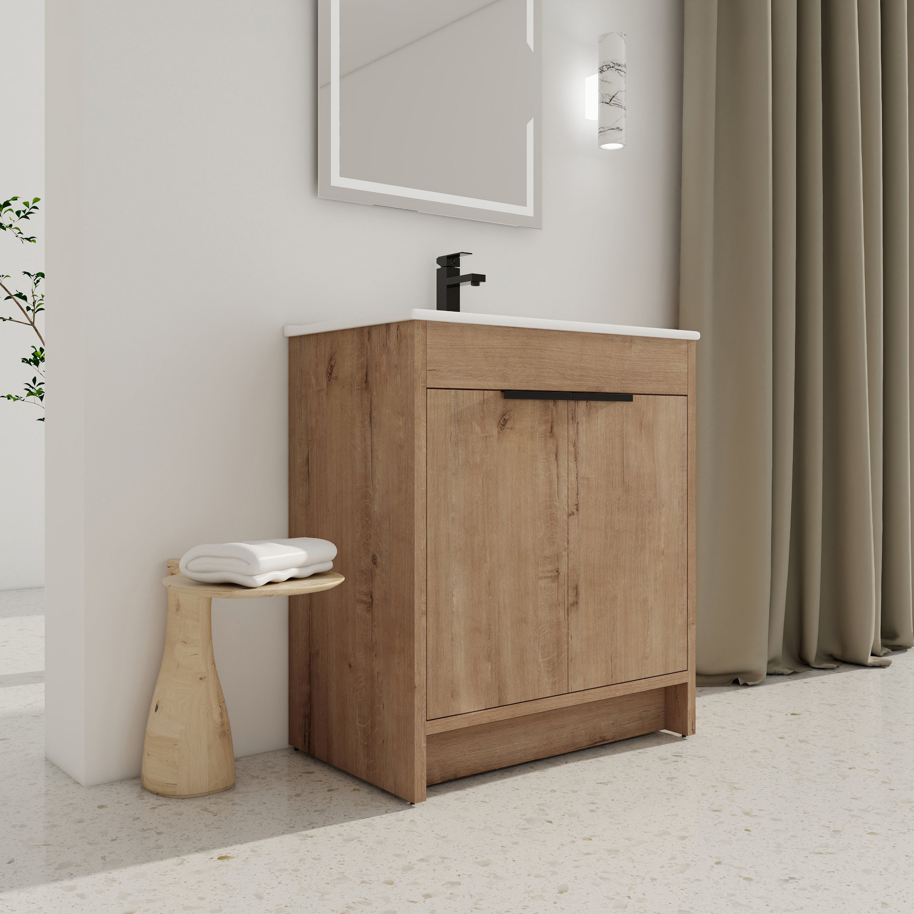 30 Inch Freestanding Bathroom Vanity with  Ceramic Sink and 2 Soft-Close Cabinet Doors