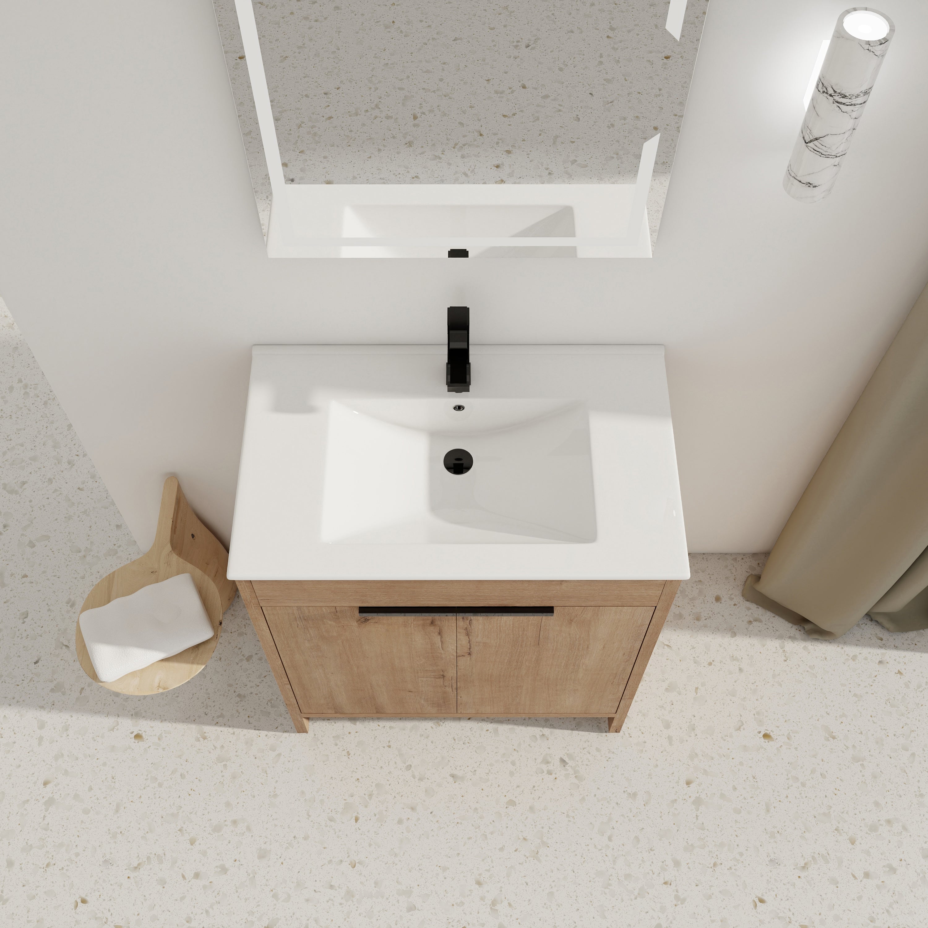 30 Inch Freestanding Bathroom Vanity with  Ceramic Sink and 2 Soft-Close Cabinet Doors