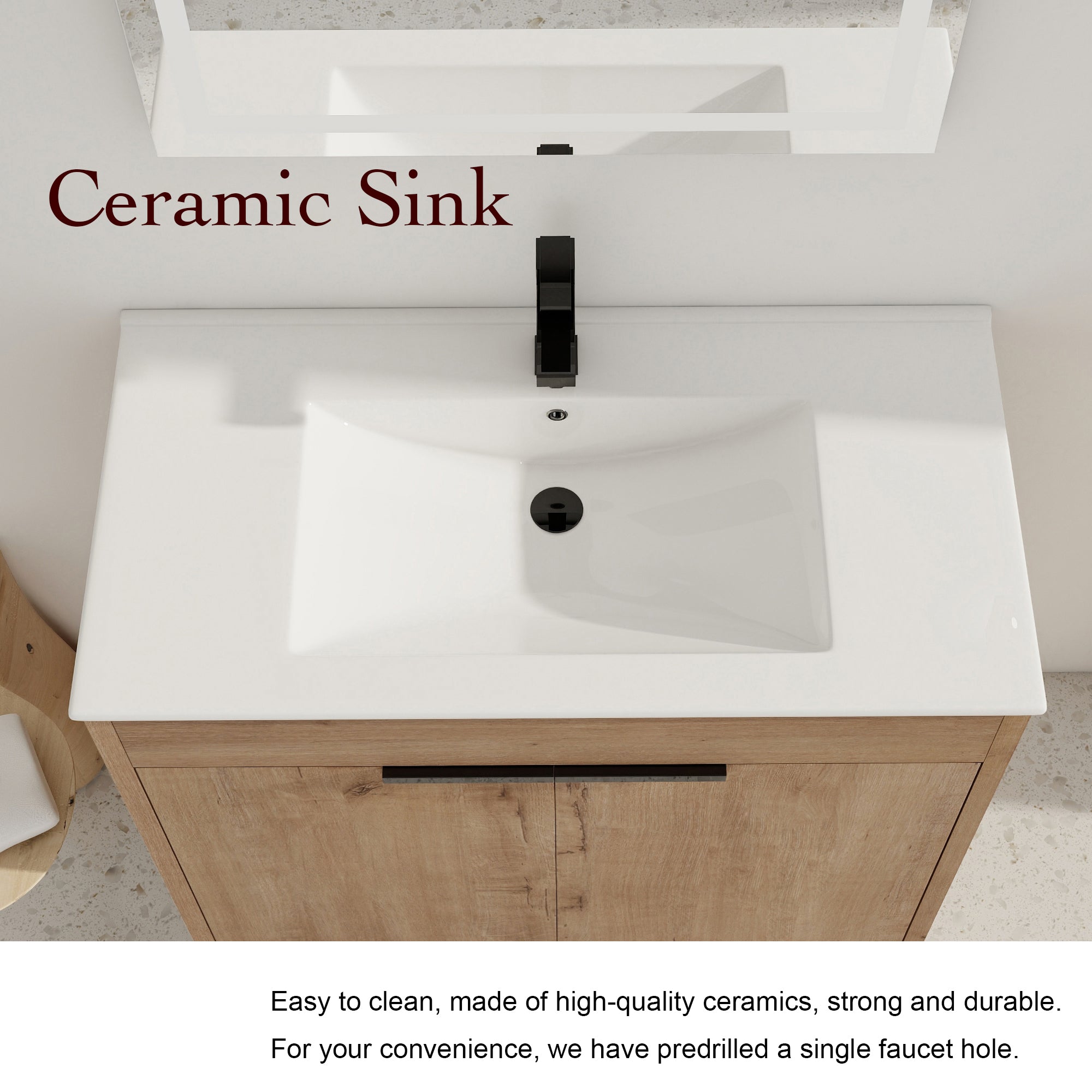 36 Inch Freestanding Bathroom Vanity with Ceramic Sink and 2 Soft-Close Cabinet Doors
