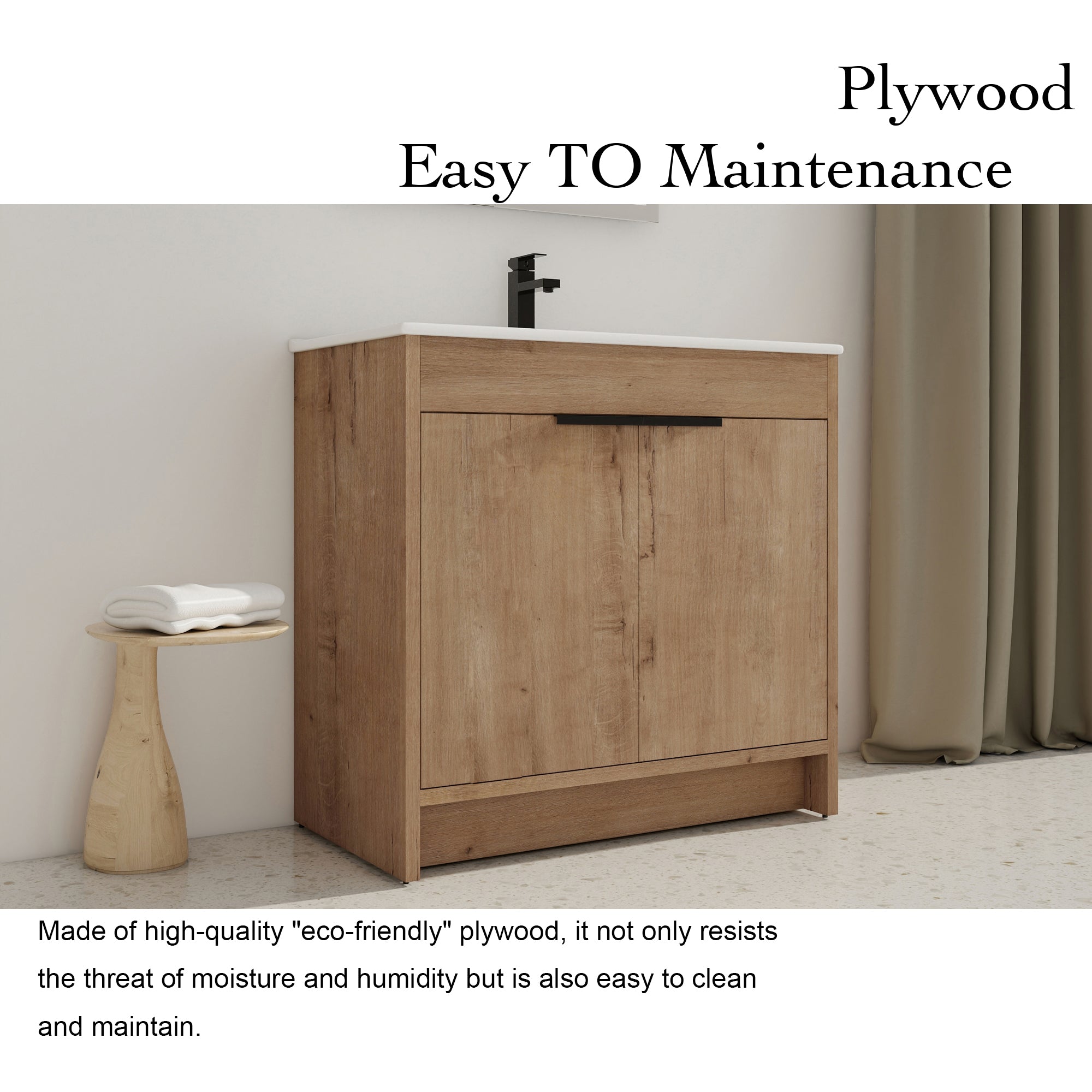 36 Inch Freestanding Bathroom Vanity with Ceramic Sink and 2 Soft-Close Cabinet Doors