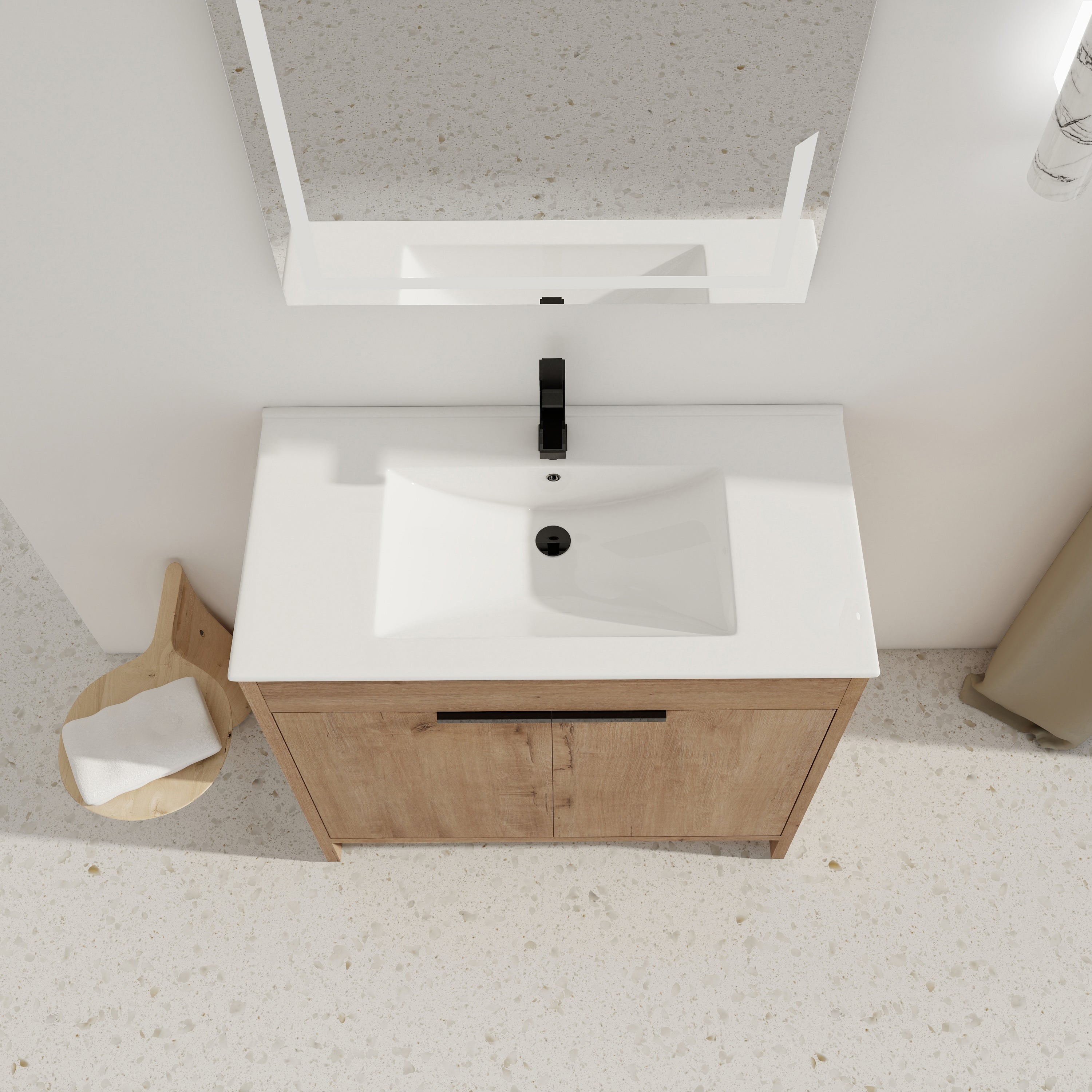 36 Inch Freestanding Bathroom Vanity with Ceramic Sink and 2 Soft-Close Cabinet Doors