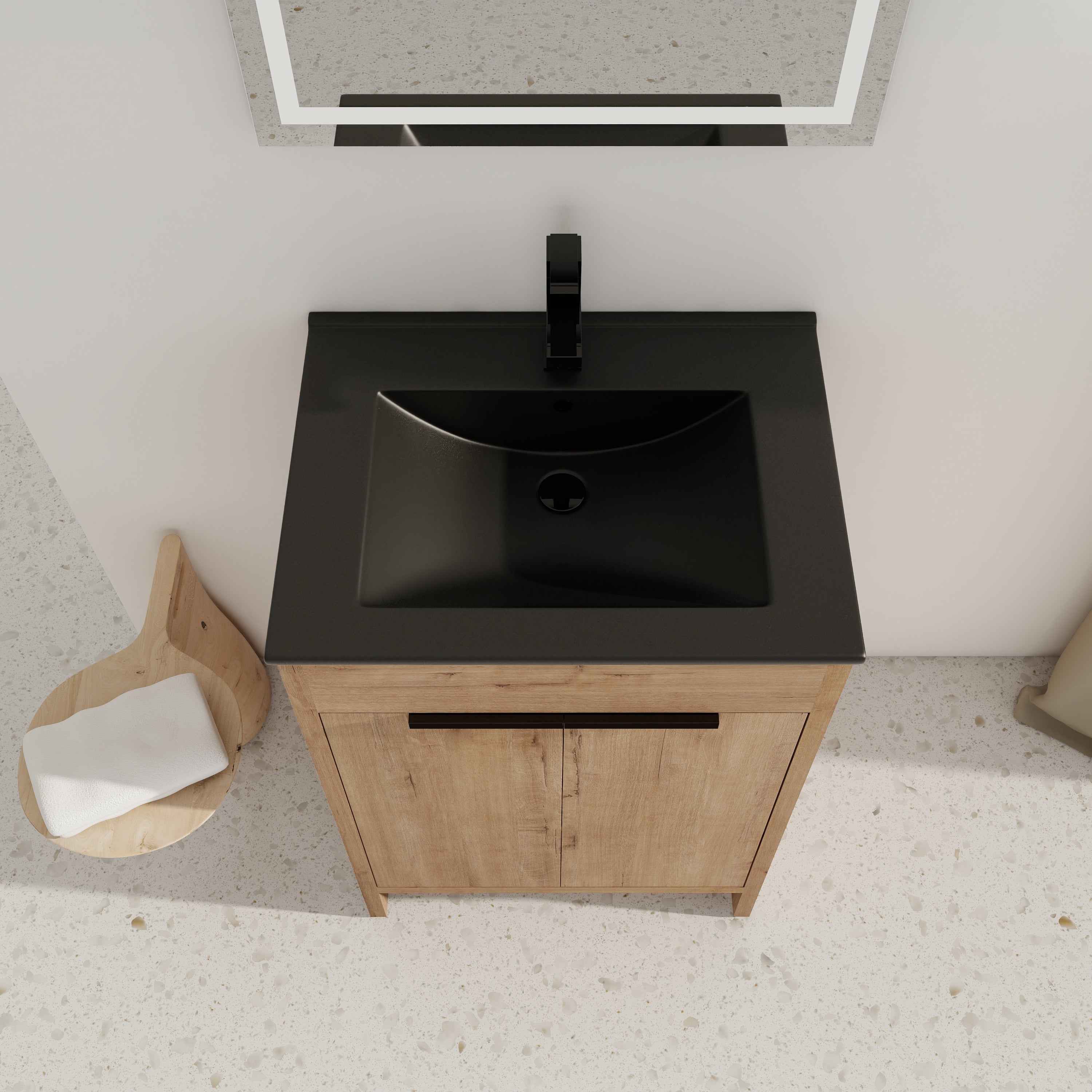 24 Inch Freestanding Bathroom Vanity with Ceramic Sink and 2 Soft-Close Cabinet Doors