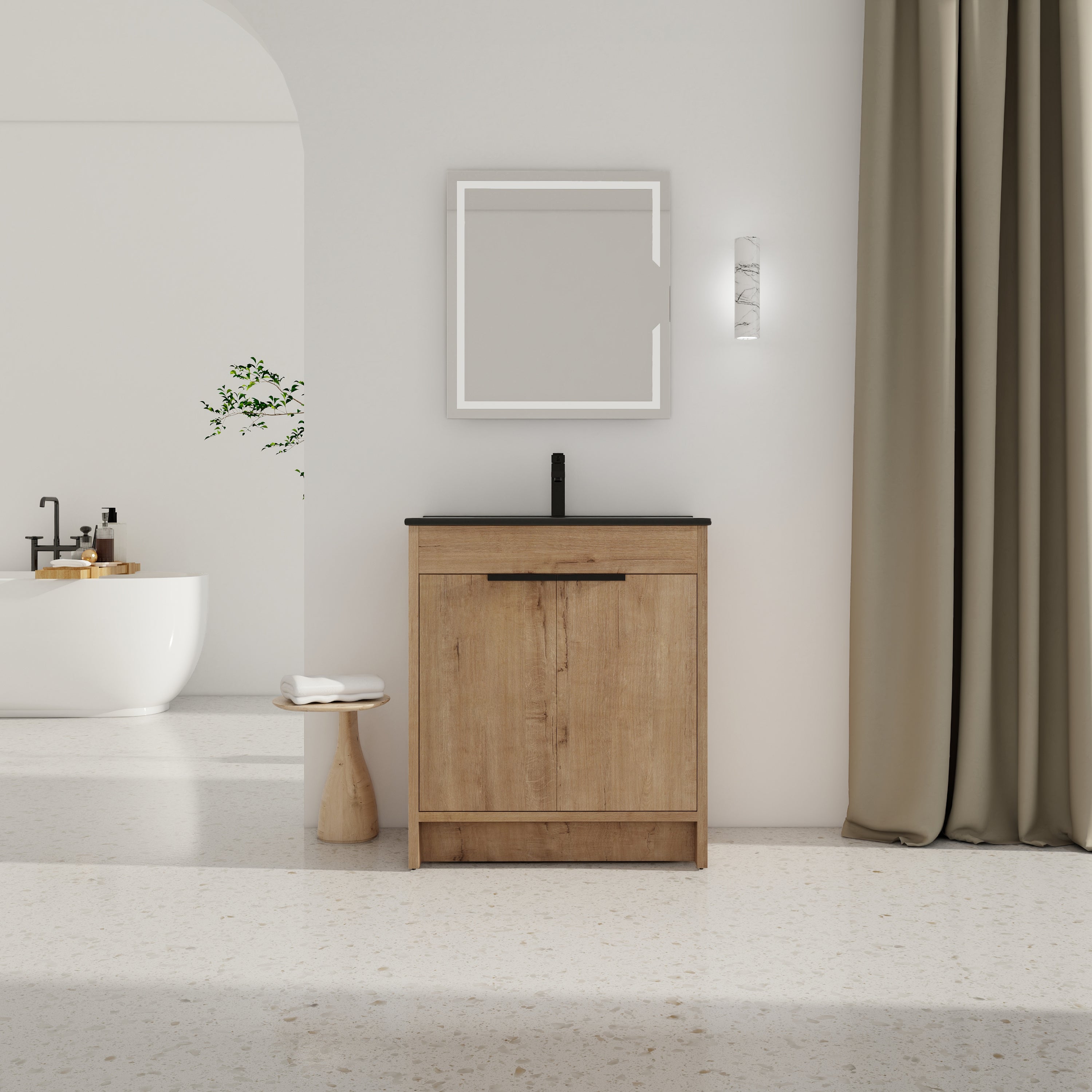 30 Inch Freestanding Bathroom Vanity with  Ceramic Sink and 2 Soft-Close Cabinet Doors