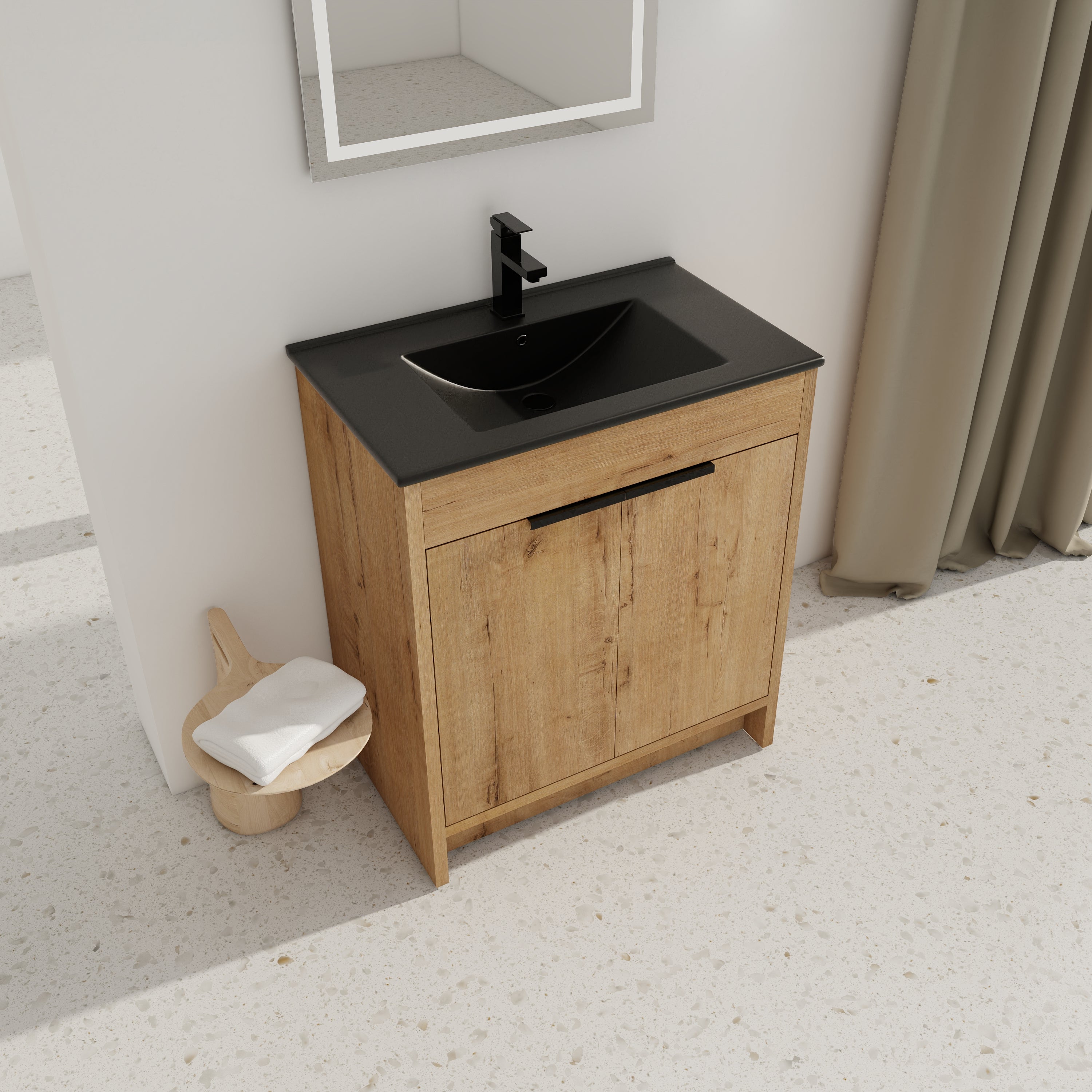 30 Inch Freestanding Bathroom Vanity with  Ceramic Sink and 2 Soft-Close Cabinet Doors