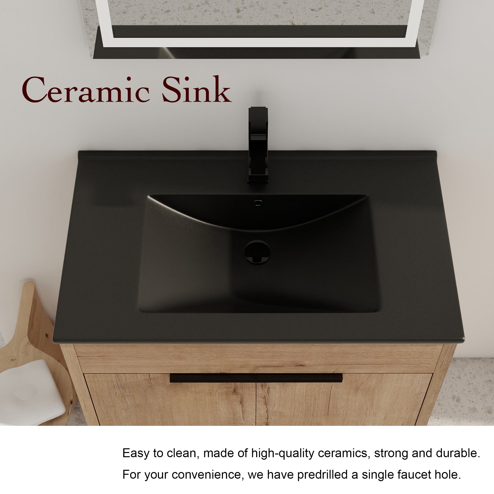 30 Inch Freestanding Bathroom Vanity with  Ceramic Sink and 2 Soft-Close Cabinet Doors