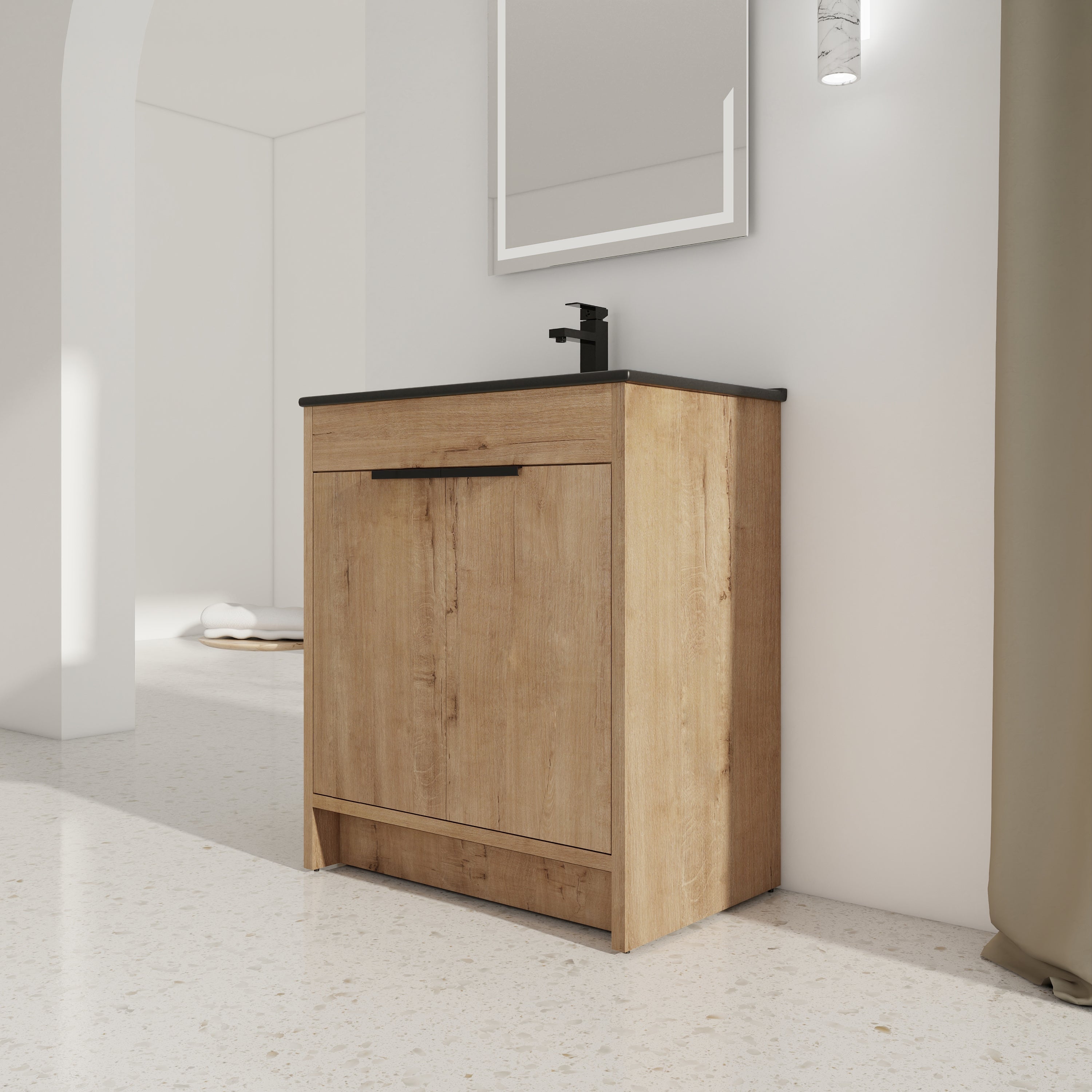 30 Inch Freestanding Bathroom Vanity with  Ceramic Sink and 2 Soft-Close Cabinet Doors