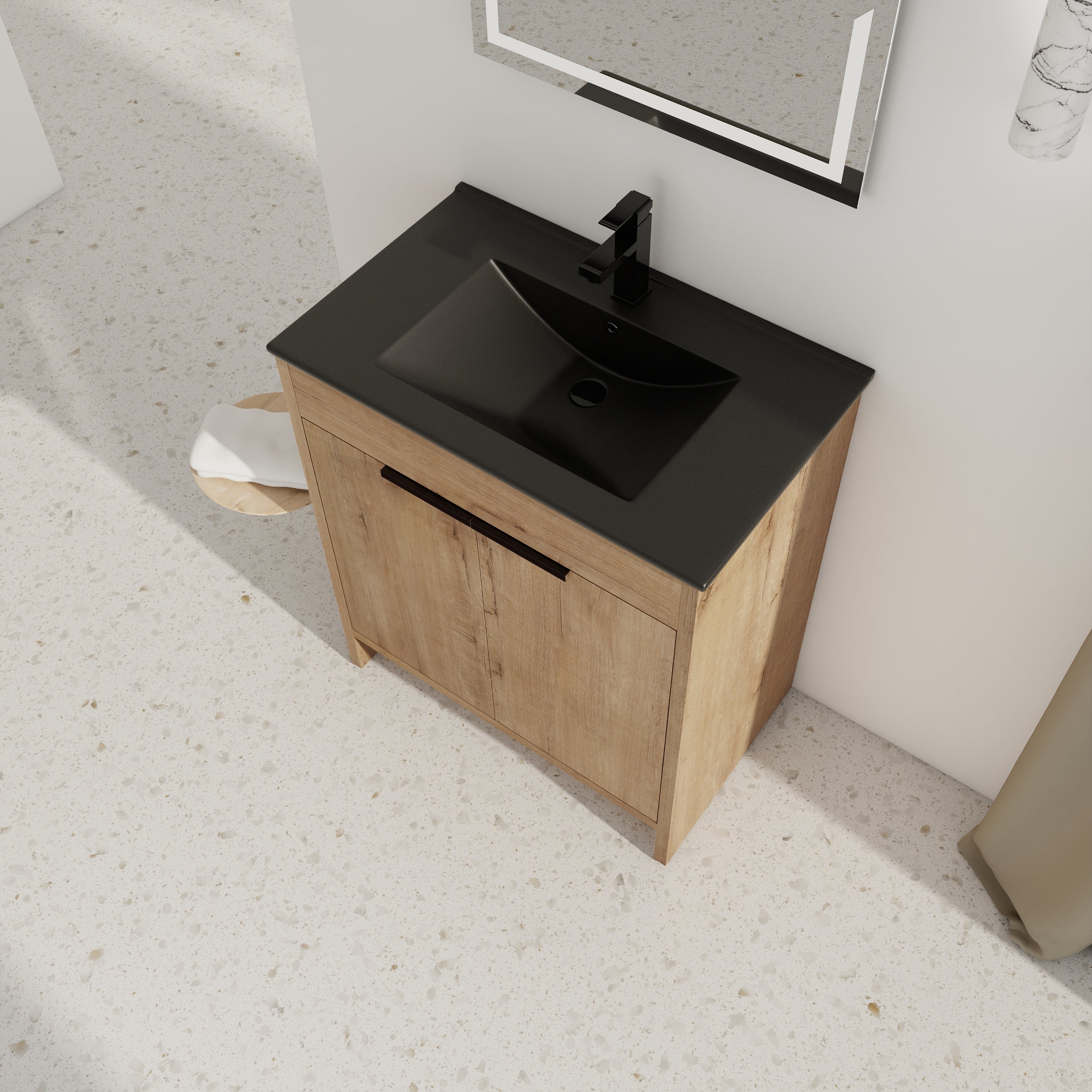 30 Inch Freestanding Bathroom Vanity with  Ceramic Sink and 2 Soft-Close Cabinet Doors
