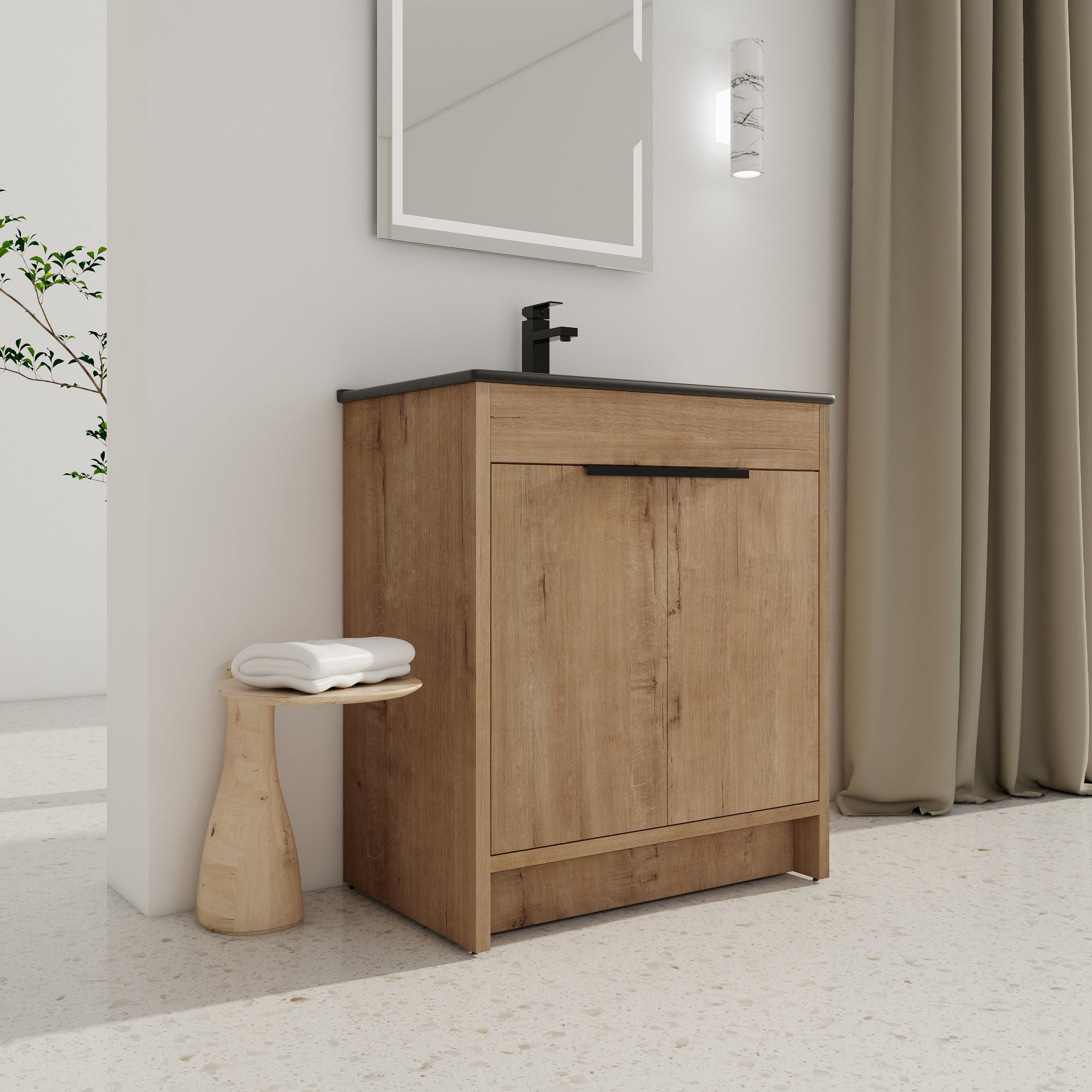 30 Inch Freestanding Bathroom Vanity with  Ceramic Sink and 2 Soft-Close Cabinet Doors
