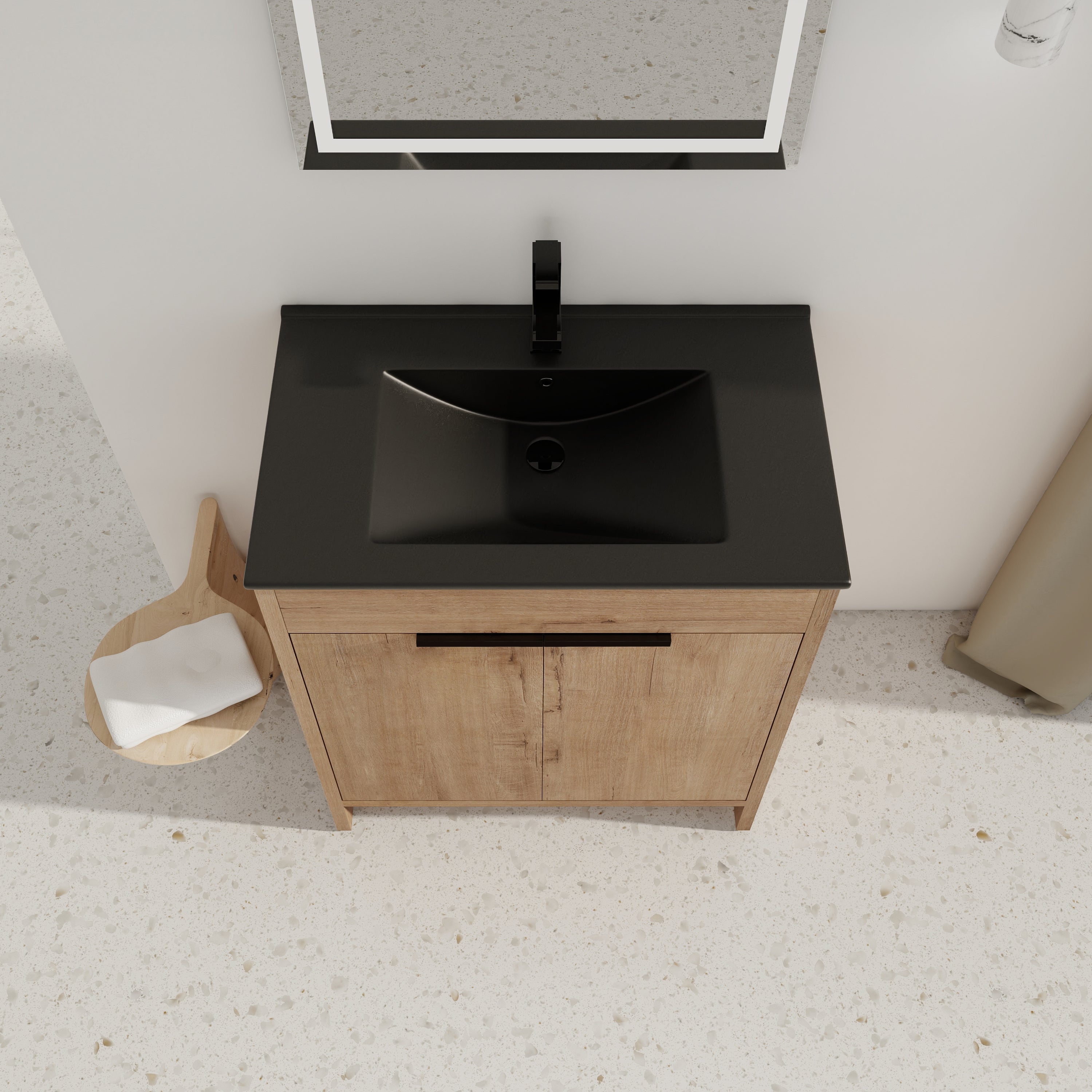 30 Inch Freestanding Bathroom Vanity with  Ceramic Sink and 2 Soft-Close Cabinet Doors