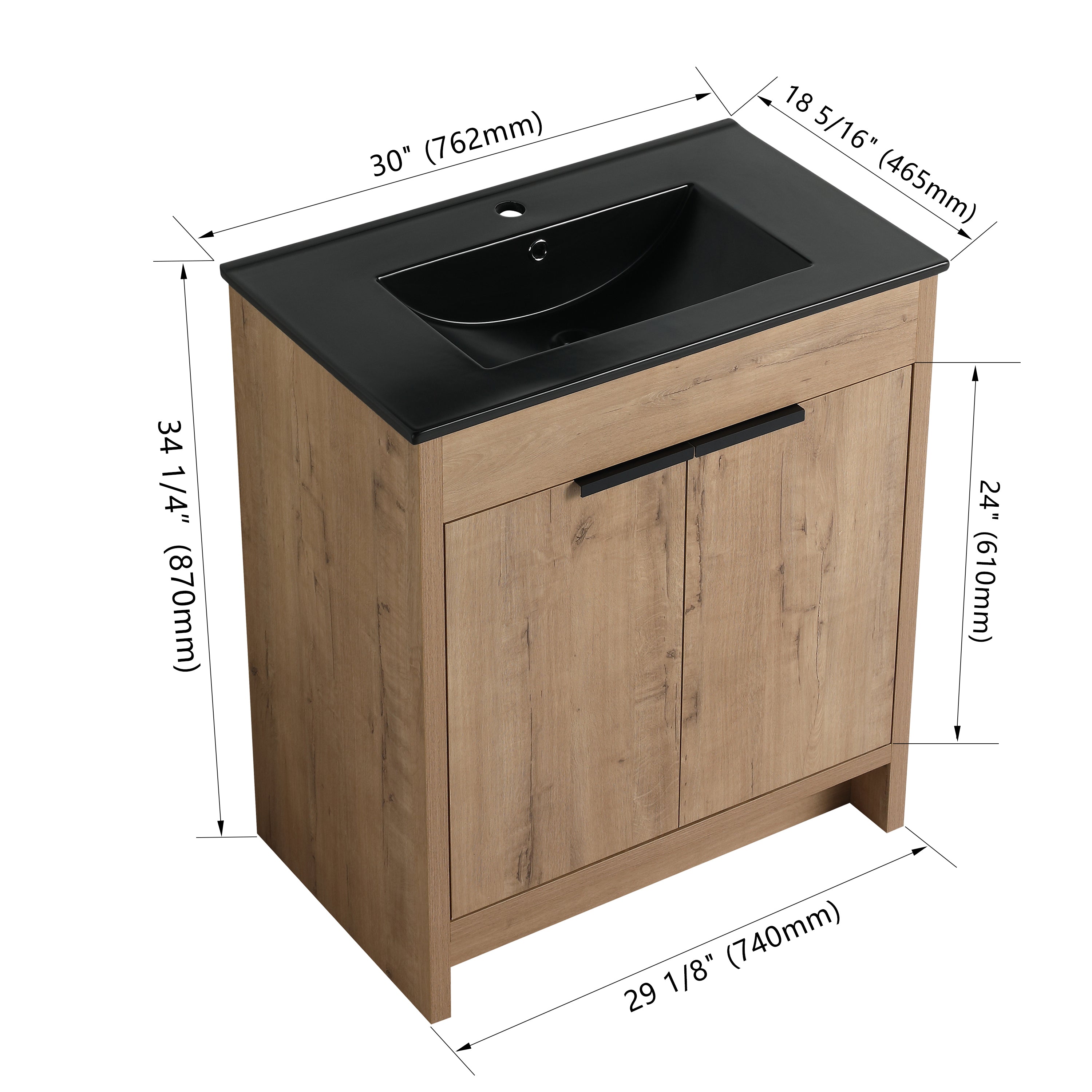 30 Inch Freestanding Bathroom Vanity with  Ceramic Sink and 2 Soft-Close Cabinet Doors