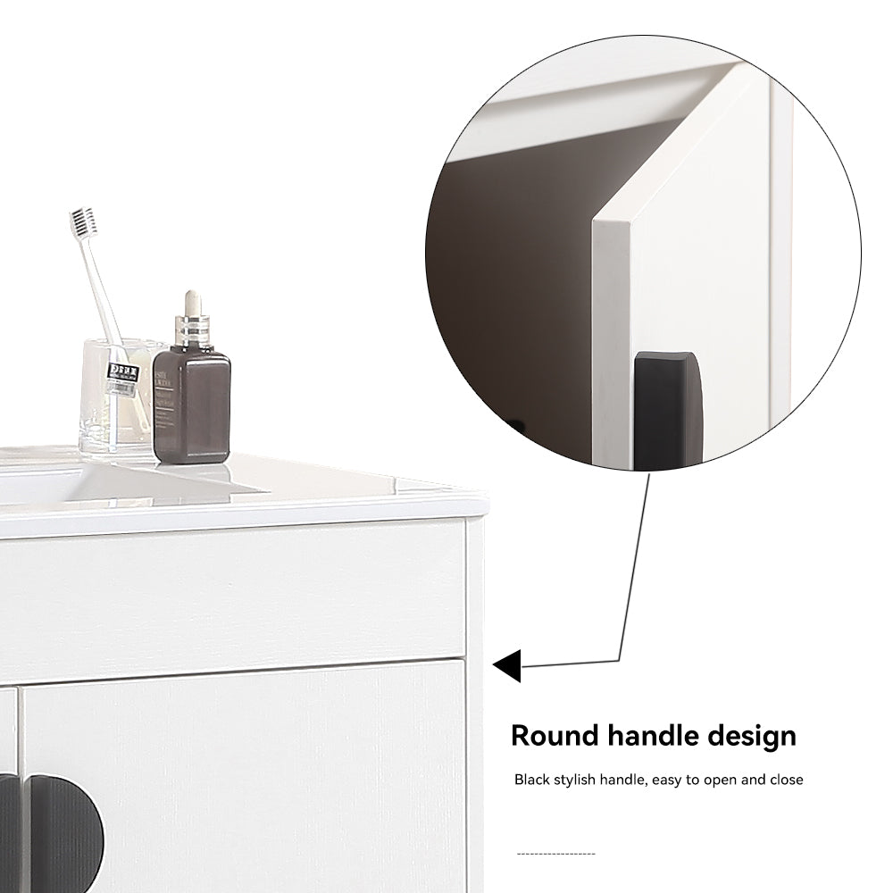 24" Freestanding Bathroom Vanity with Two Cabinet Doors with White Ceramic Basin