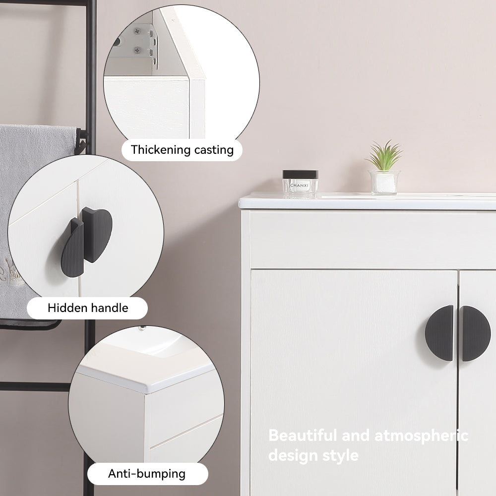 24" Freestanding Bathroom Vanity with Two Cabinet Doors with White Ceramic Basin