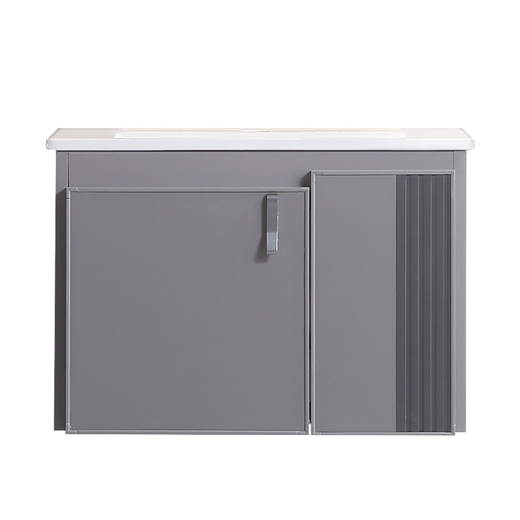 24 Inch  Aluminum Wall Mounted Bathroom Vanity with Soft Close Cabinet Doors with White sink