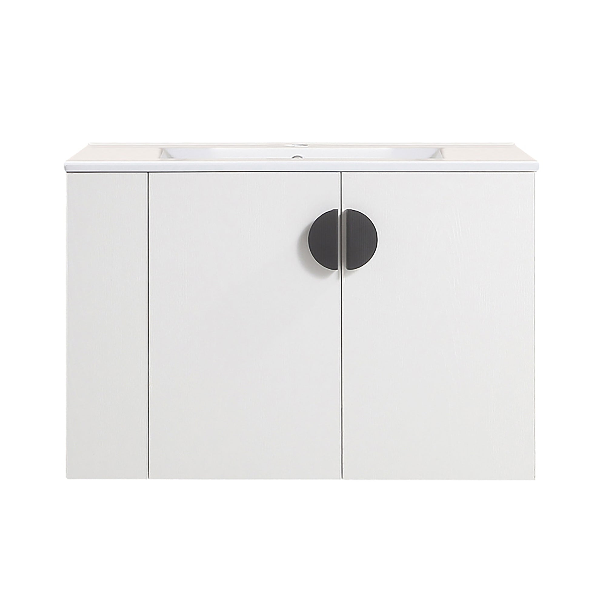 30"Wall Mounted Bathroom Vanity Set with Side left Open Storage Shelf with Ceramic Sink