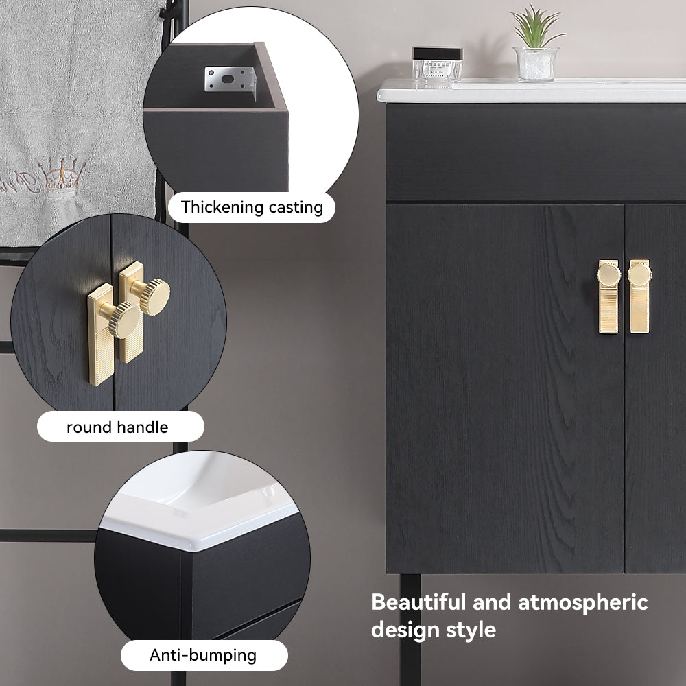 24" Bathroom Vanity with Two Soft Close Cabinet Doors with White Ceramic Basin