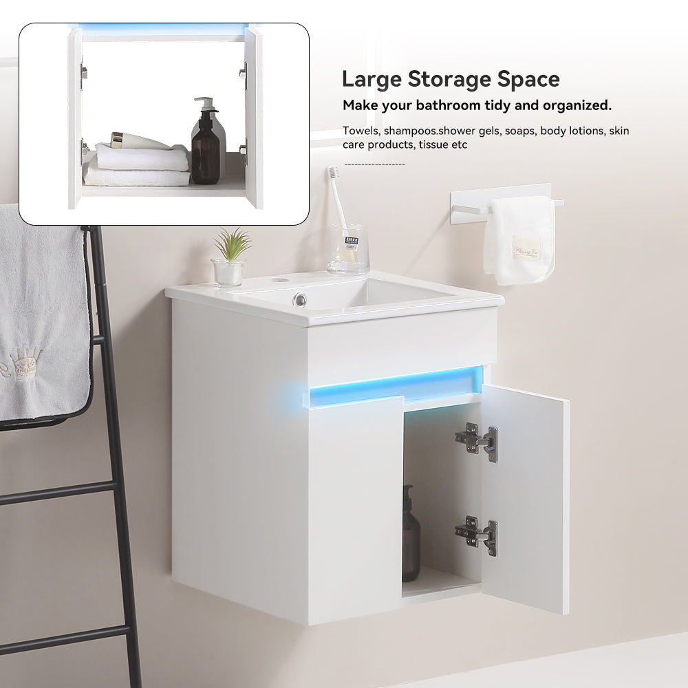 16" Bathroom Vanity with Sink,radar sensing light