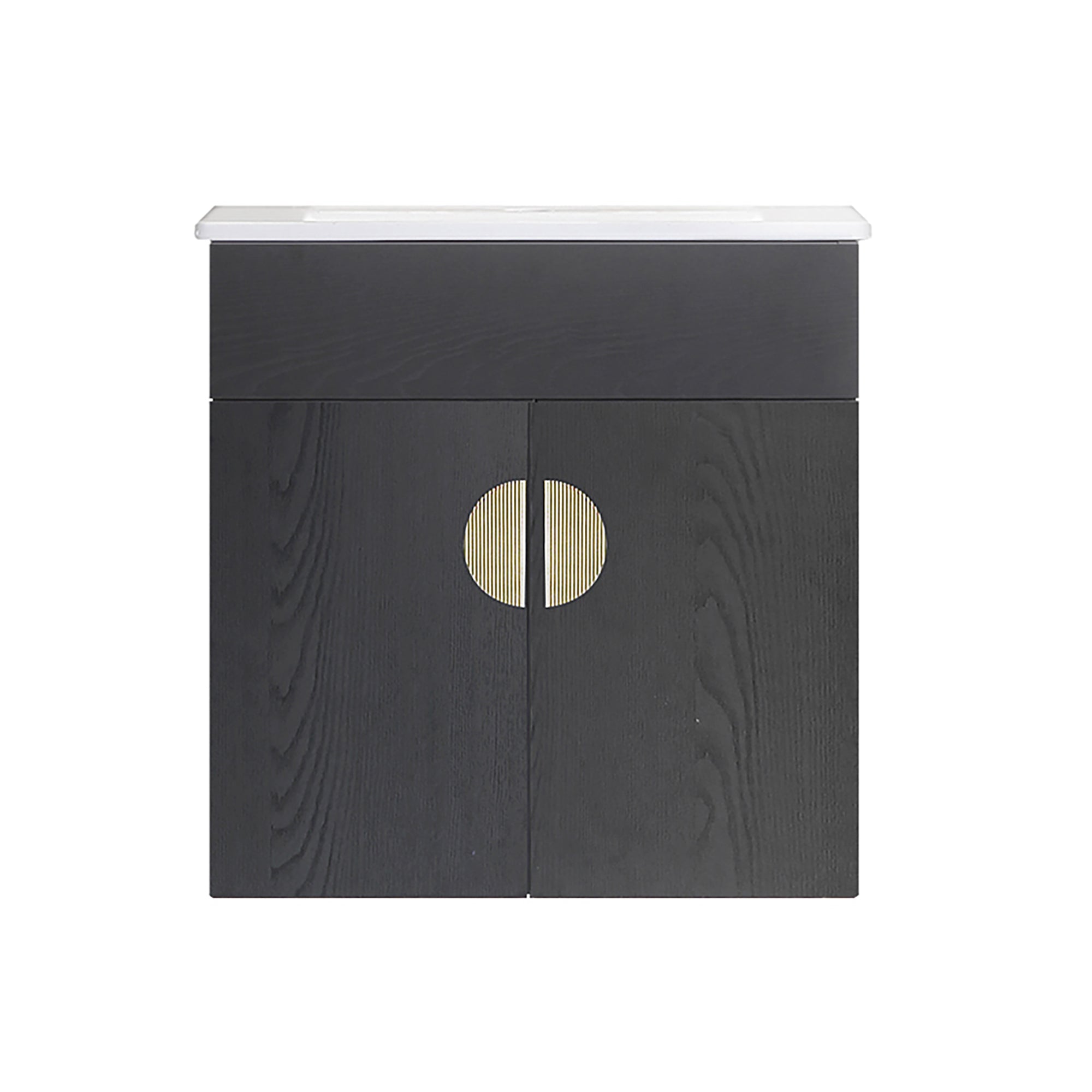 20 Inch Wall Mounted Bathroom Vanity in black with White Ceramic Sink