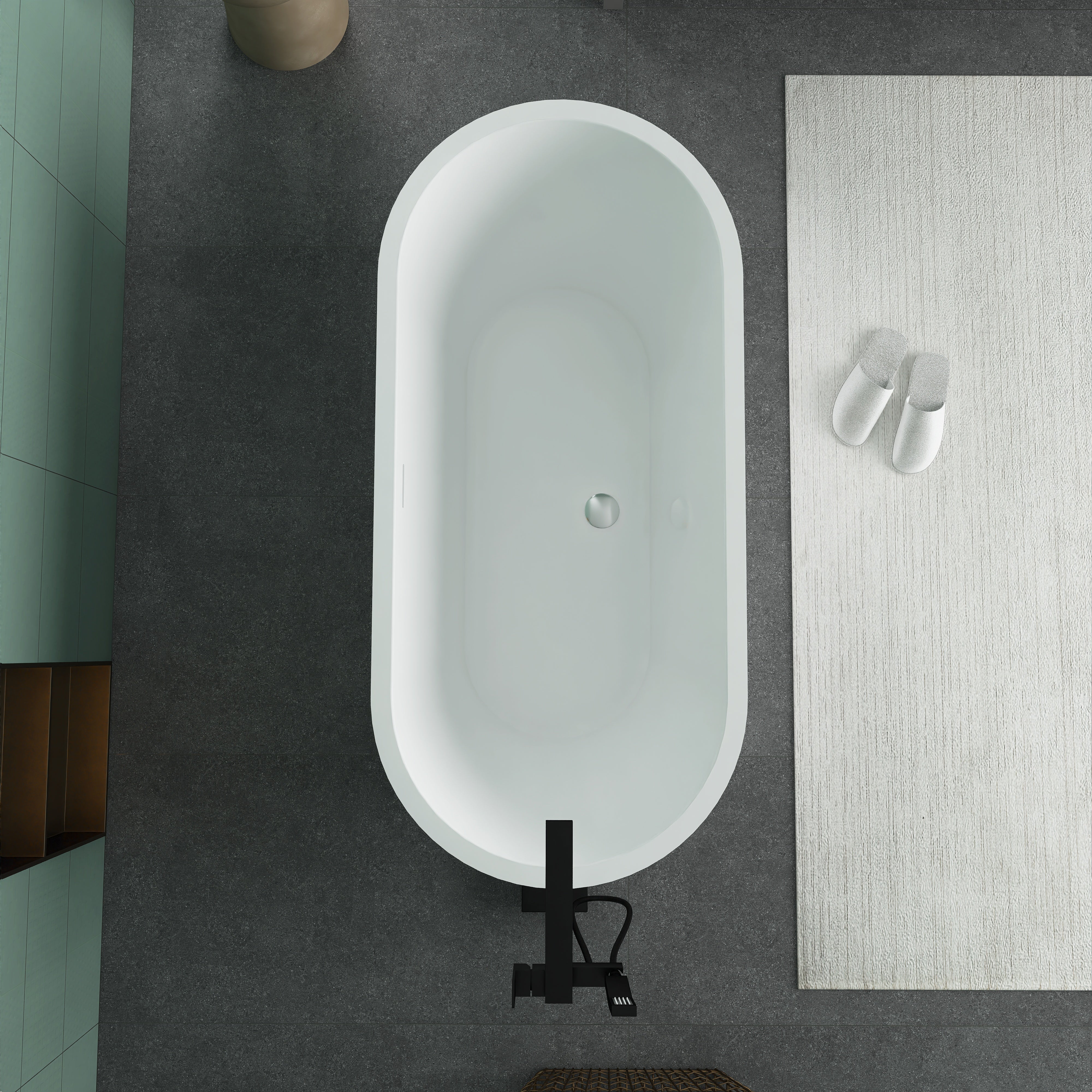 59 in. Acrylic Freestanding Soaking Bathtub in Glossy White