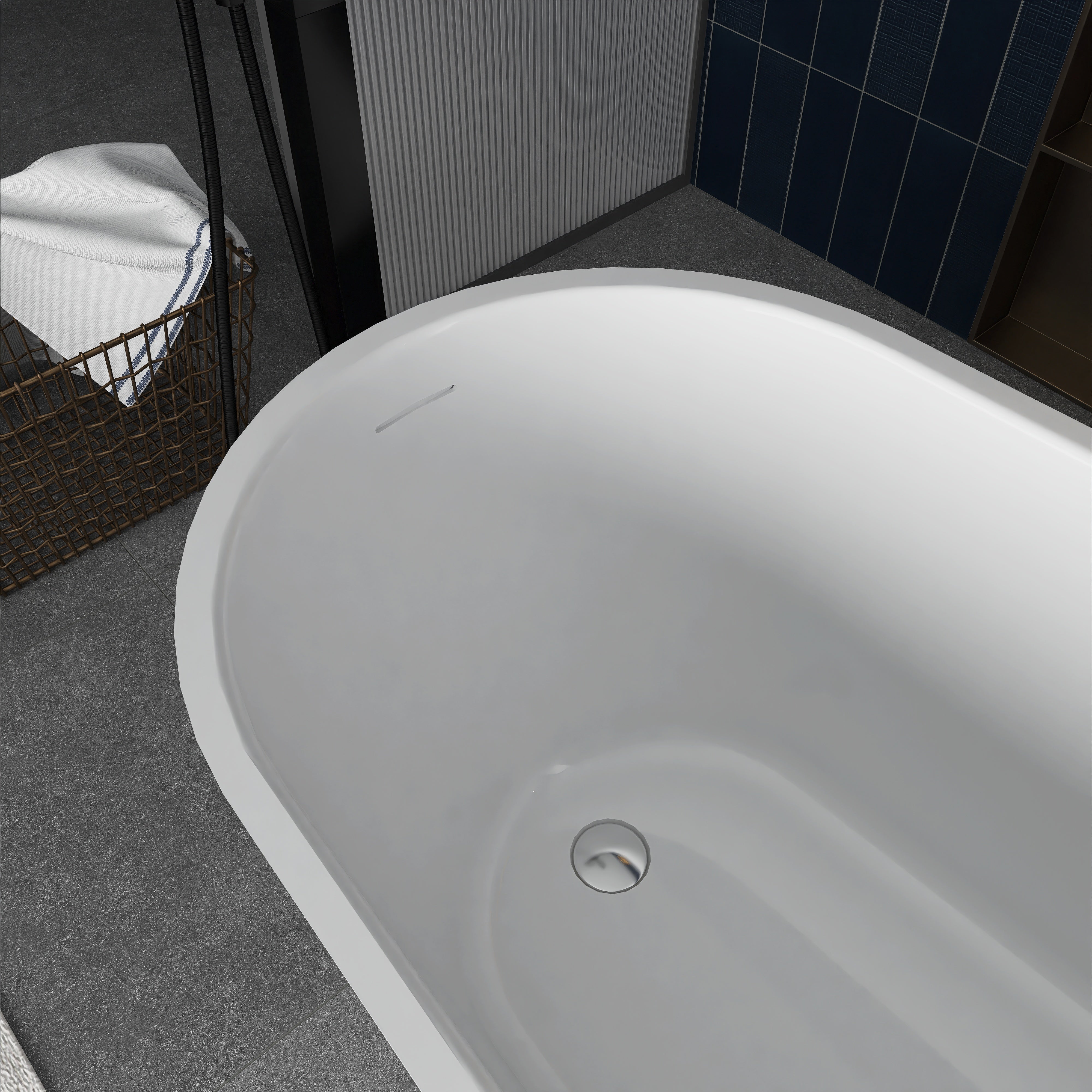 Soaking Bathtub with Reversible Drain in Glossy White