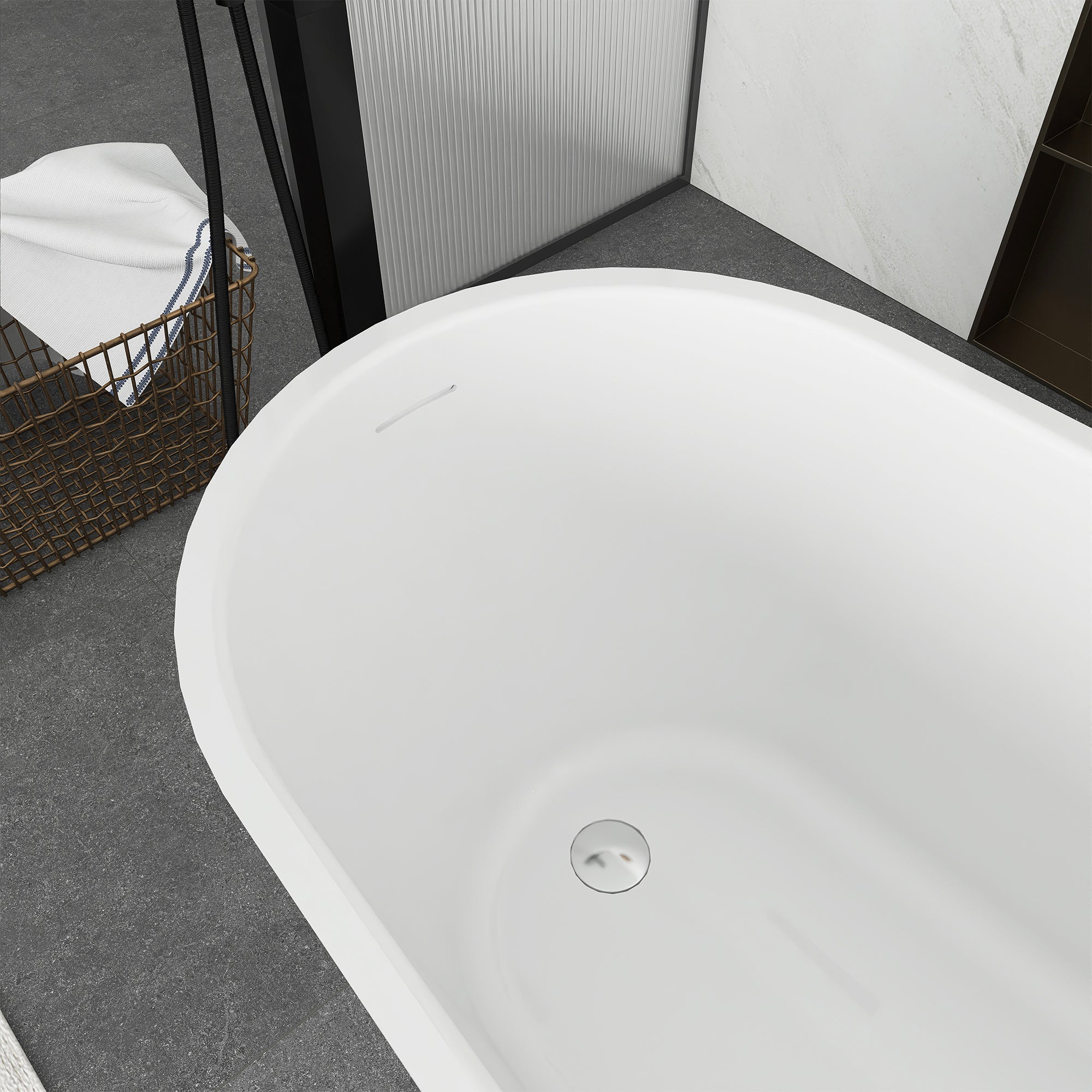 Soaking Bathtub with Reversible Drain in Glossy White