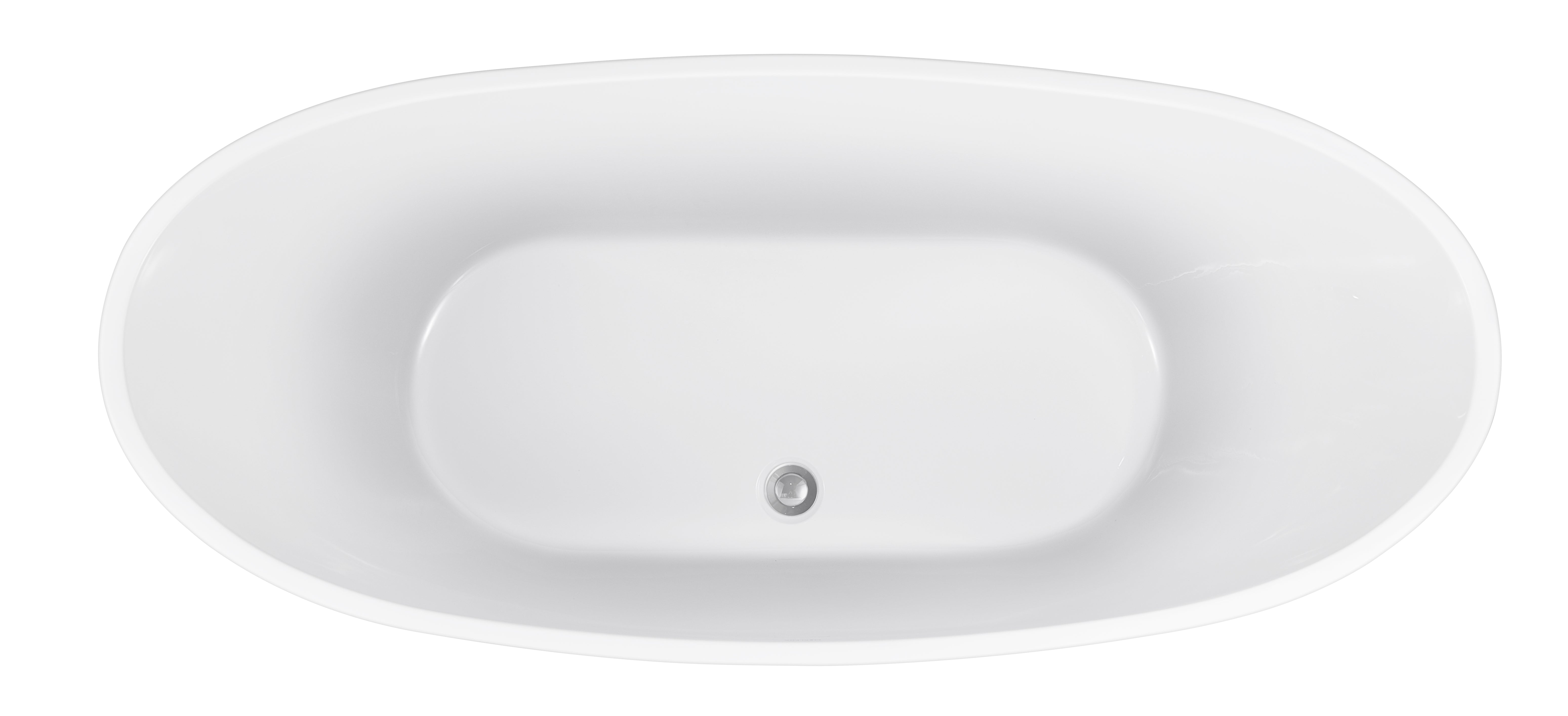 Soaking Bathtub with Center Drain in Glossy White