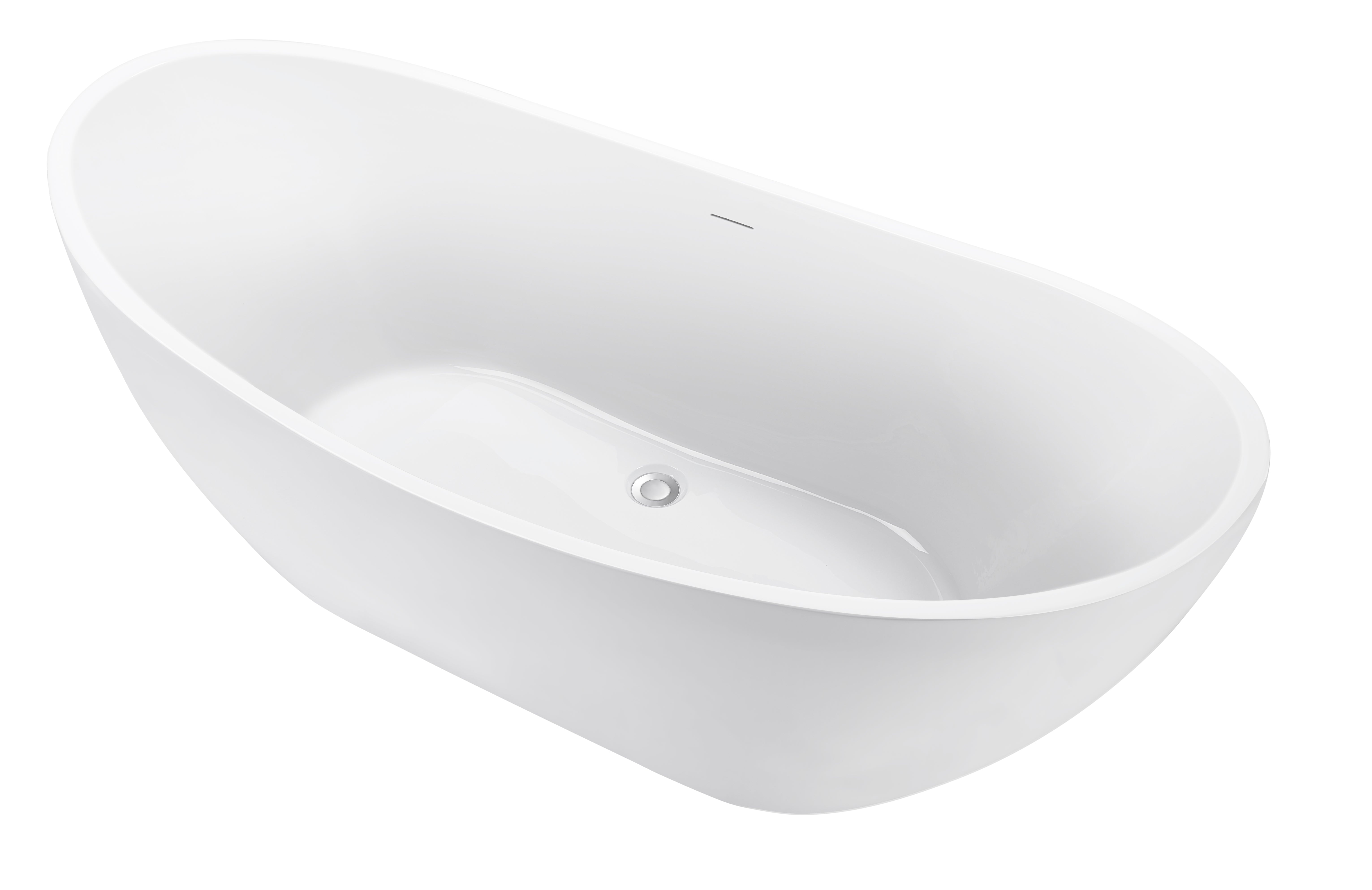 Soaking Bathtub with Center Drain in Glossy White