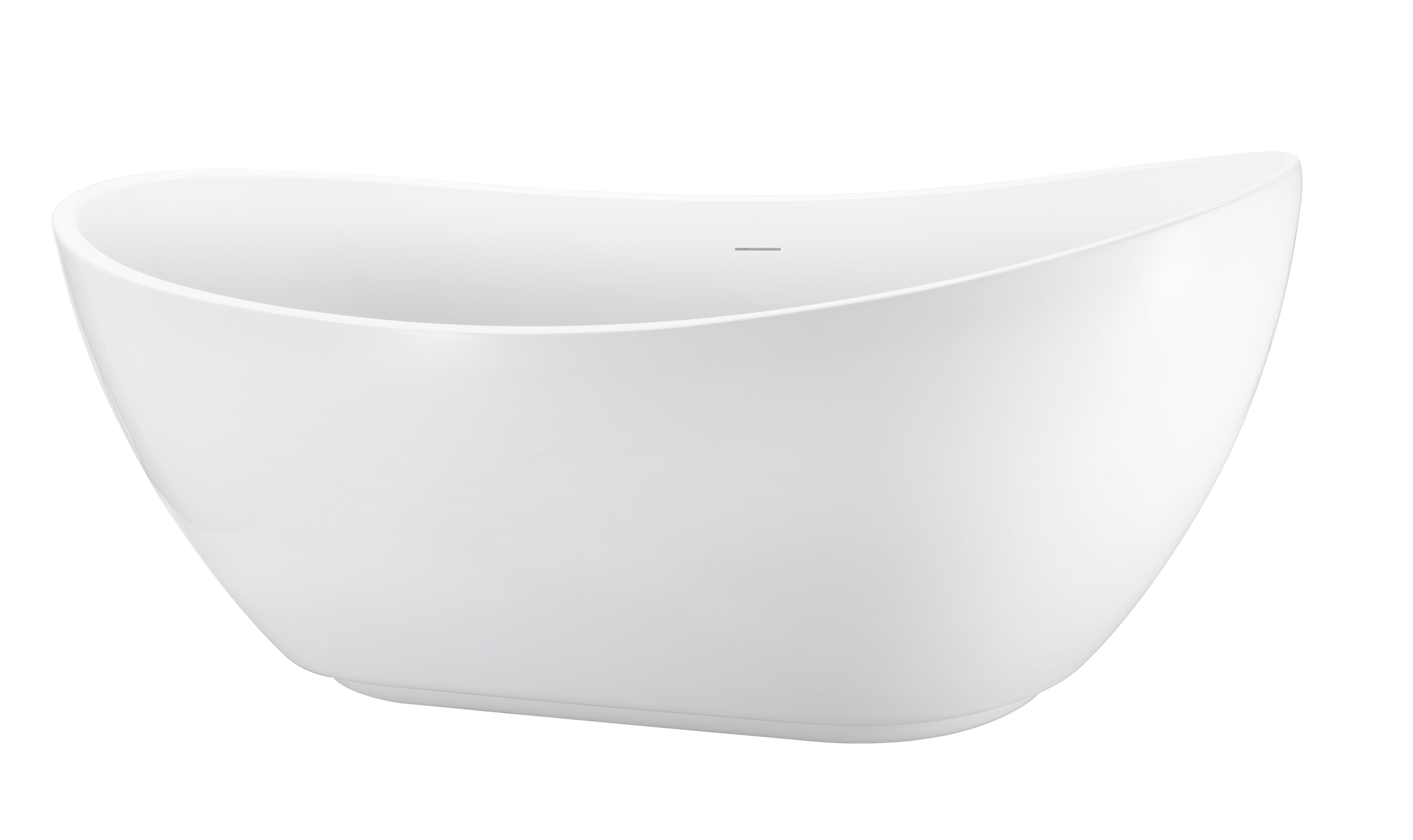 Soaking Bathtub with Center Drain in Glossy White
