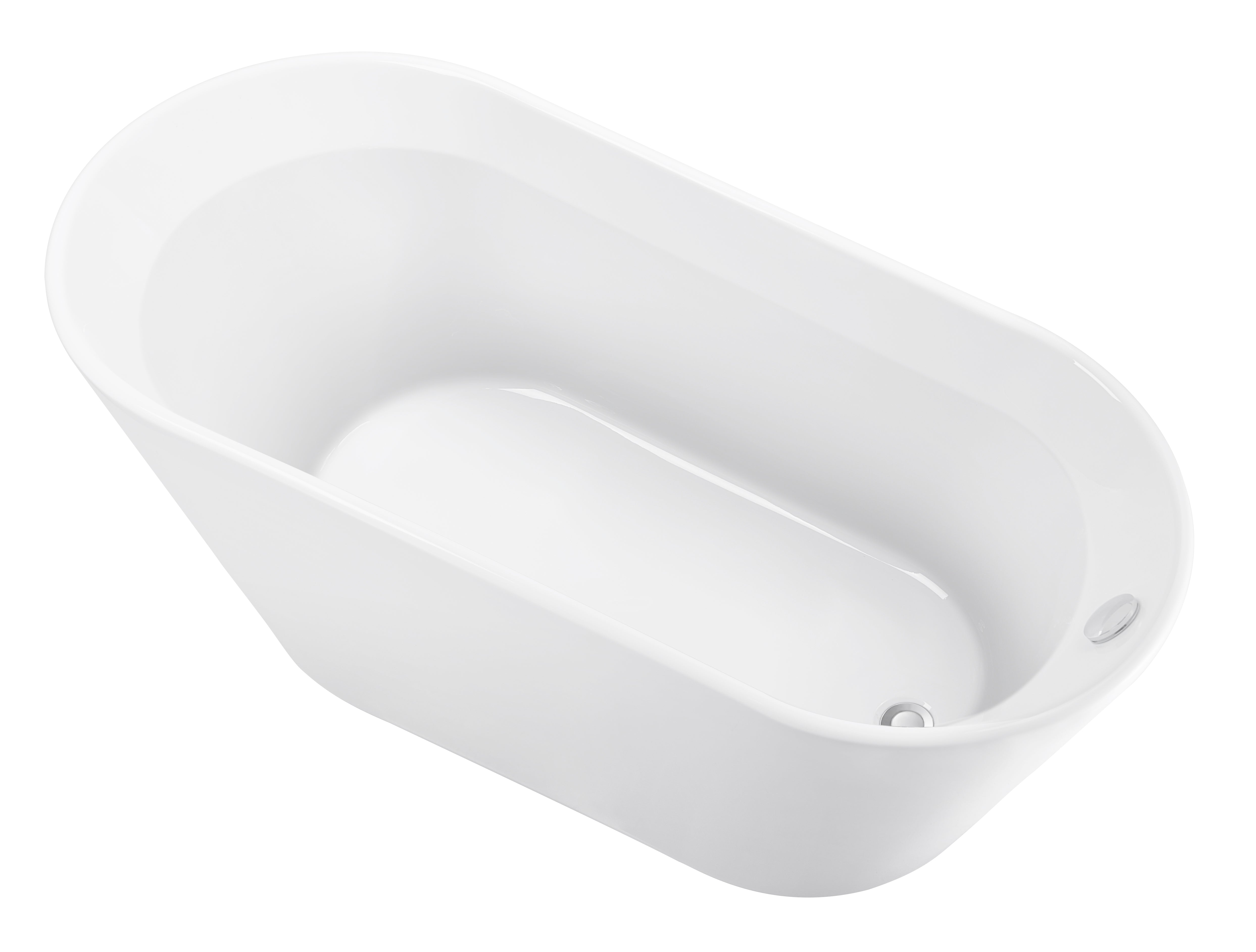 Soaking Bathtub with Reversible Drain in Glossy White