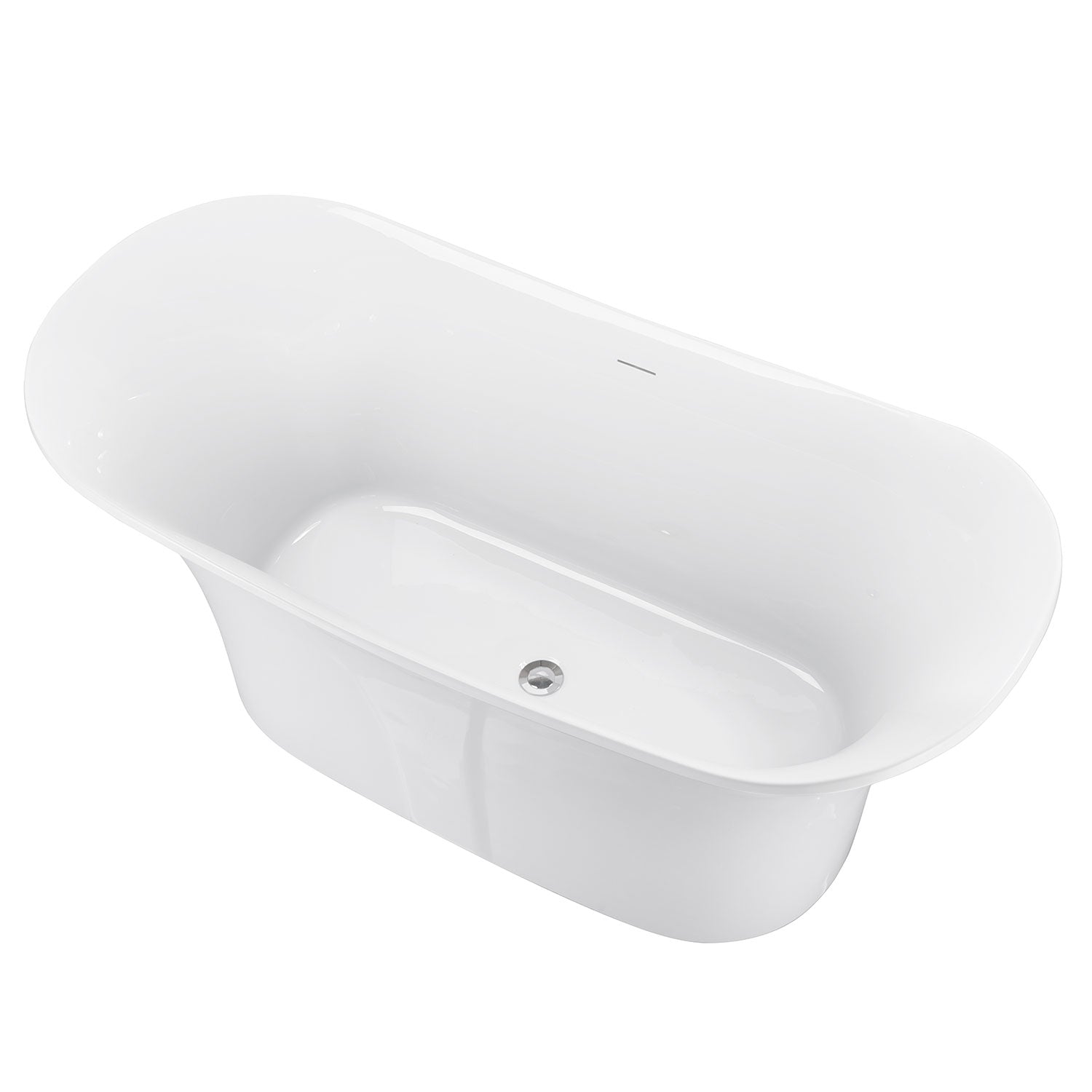 Soaking Bathtub with Center Drain in Glossy White